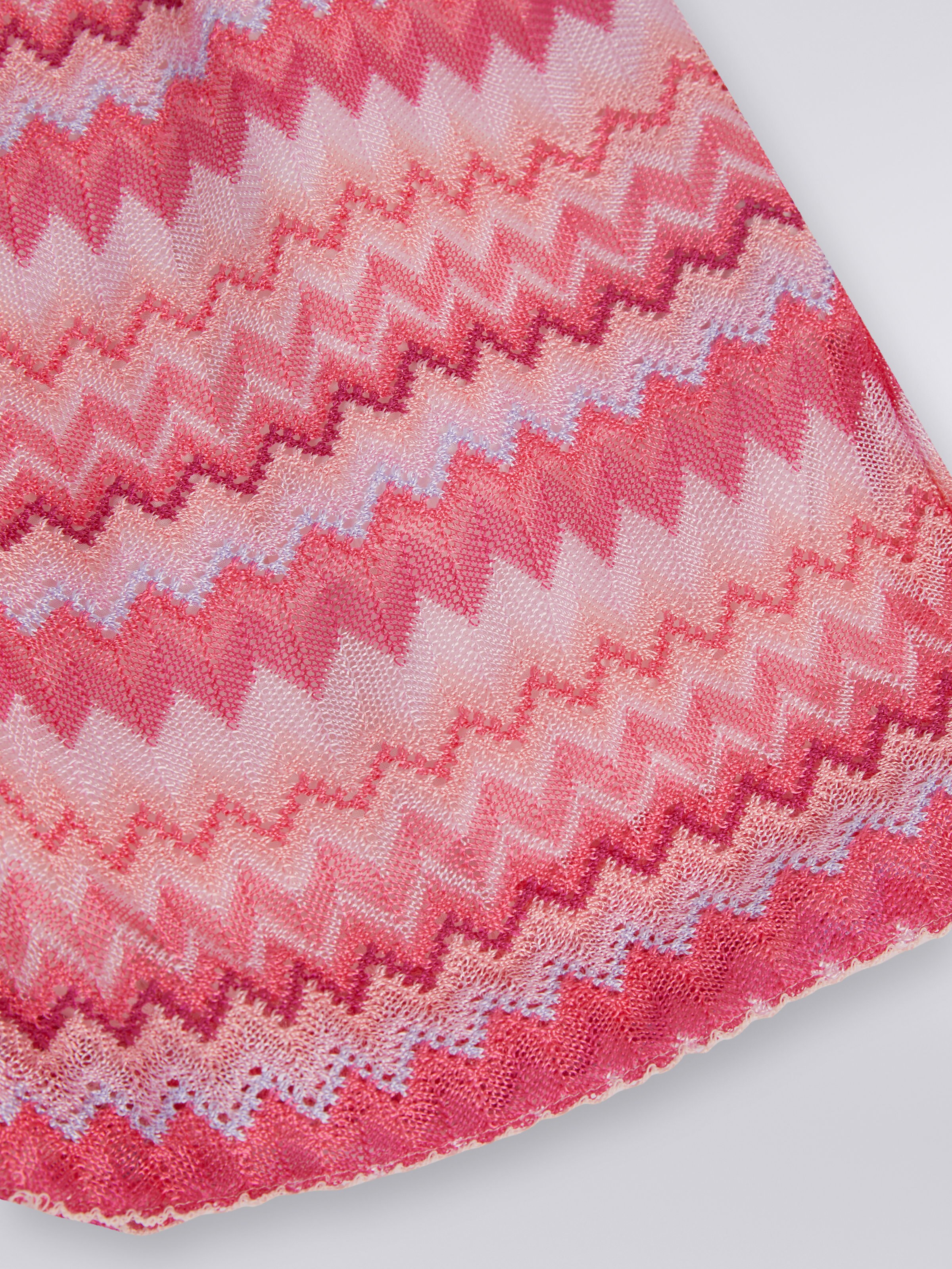 Multicoloured viscose chevron shorts, Pink   - 3