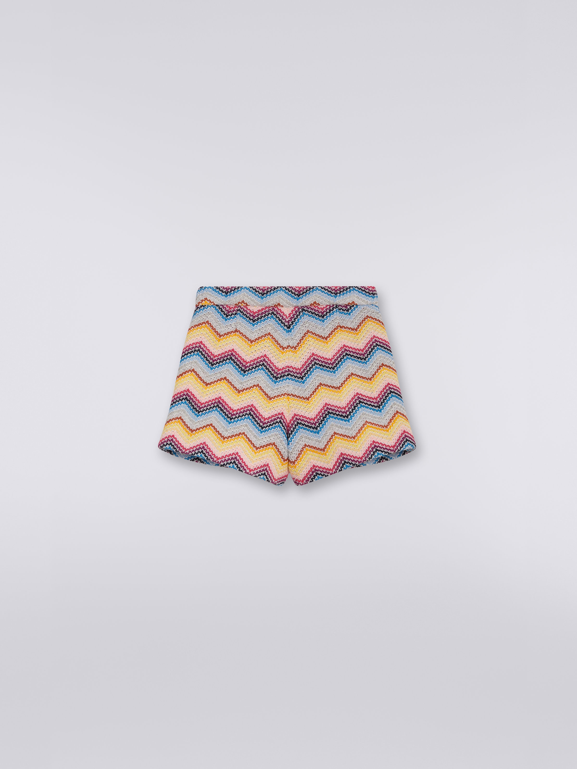 Cotton blend chevron crocheted shorts, Multicoloured  - 1