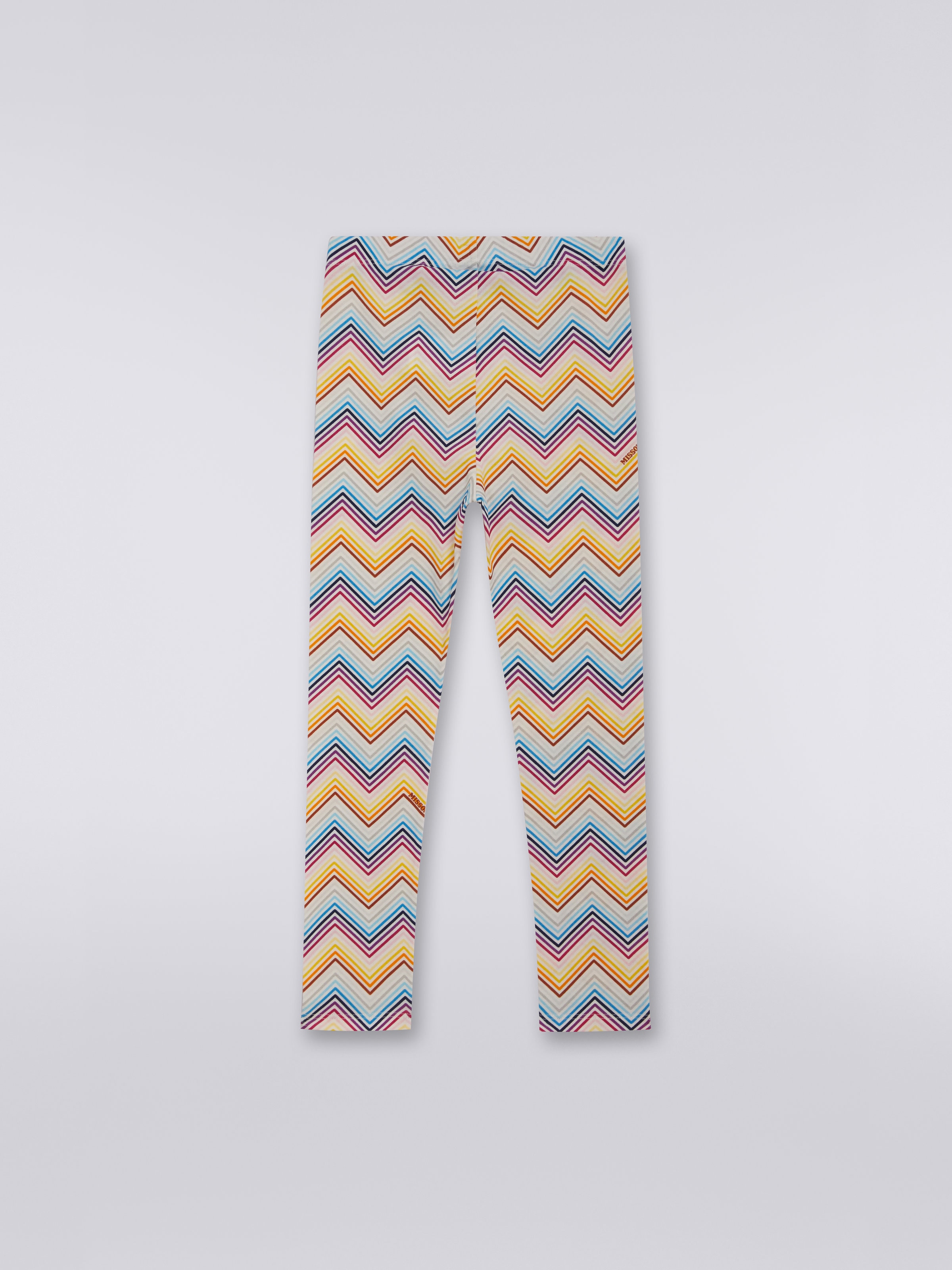 Stretch cotton jersey chevron leggings, Multicoloured  - 1