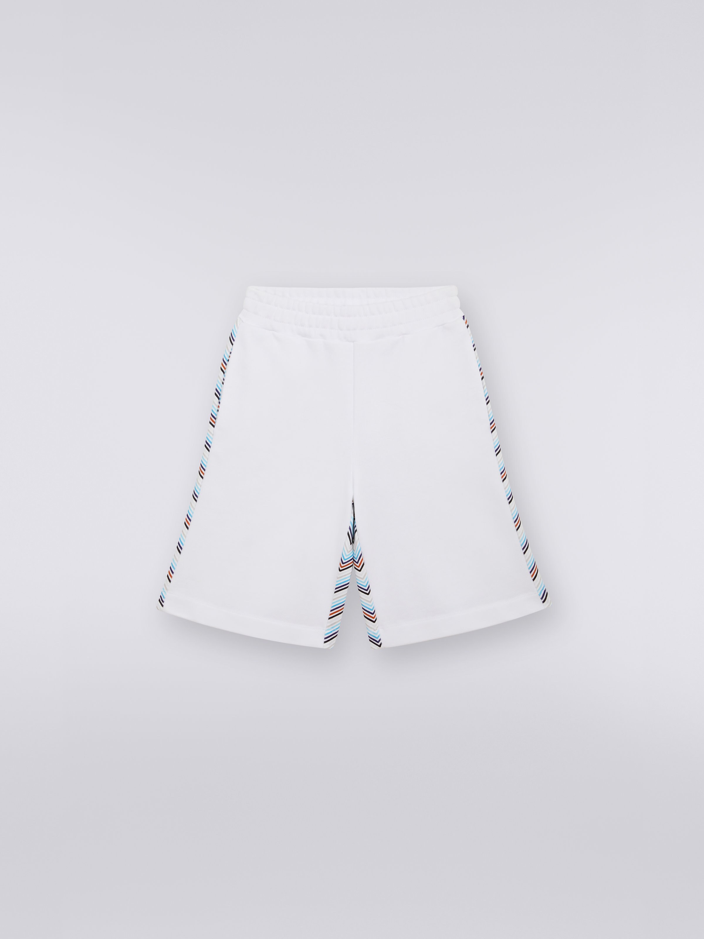 Plain cotton shorts with zigzag patterned back, Multicoloured  - 0