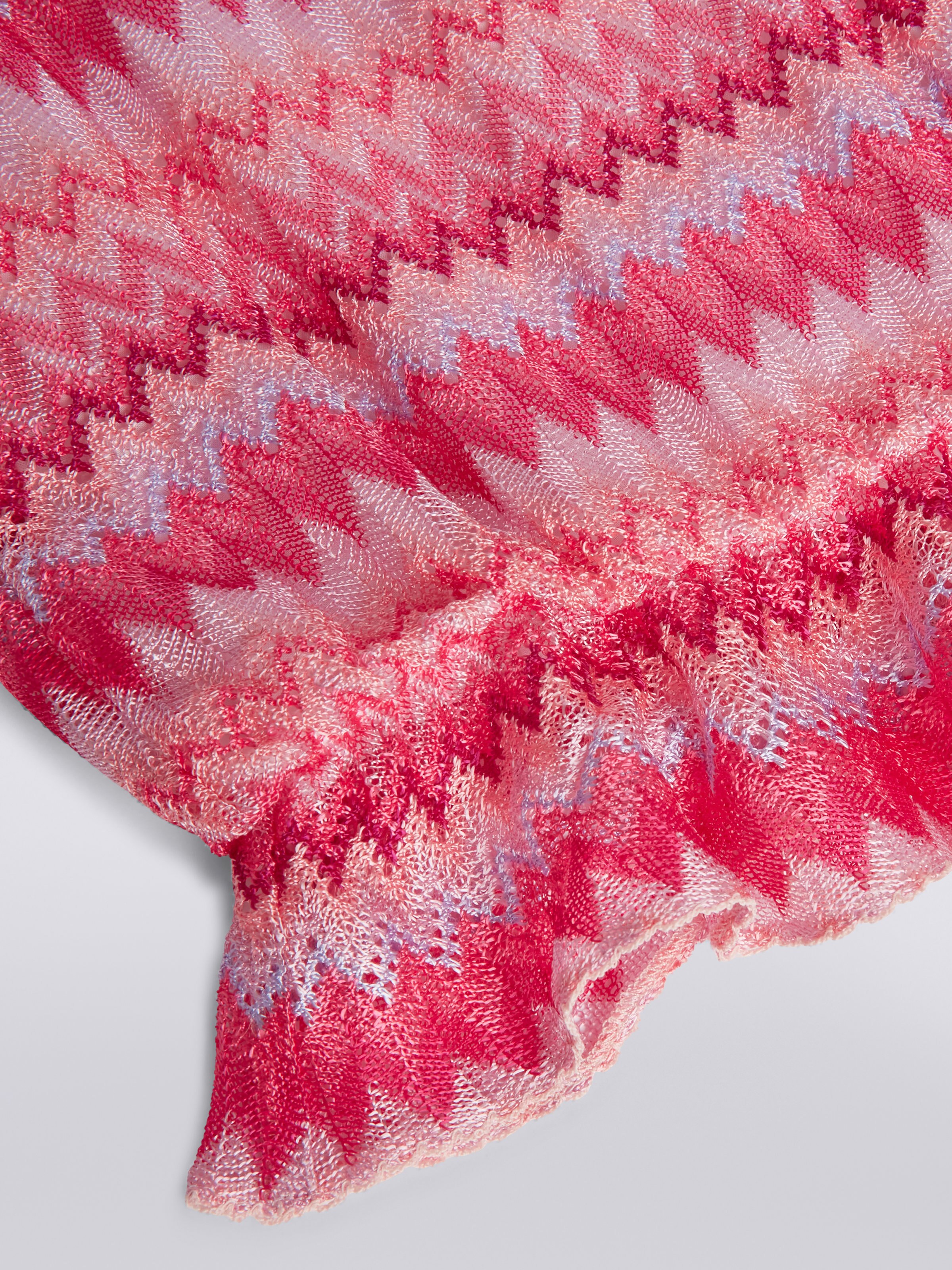 Viscose chevron T-shirt with ruffles, Pink   - 2