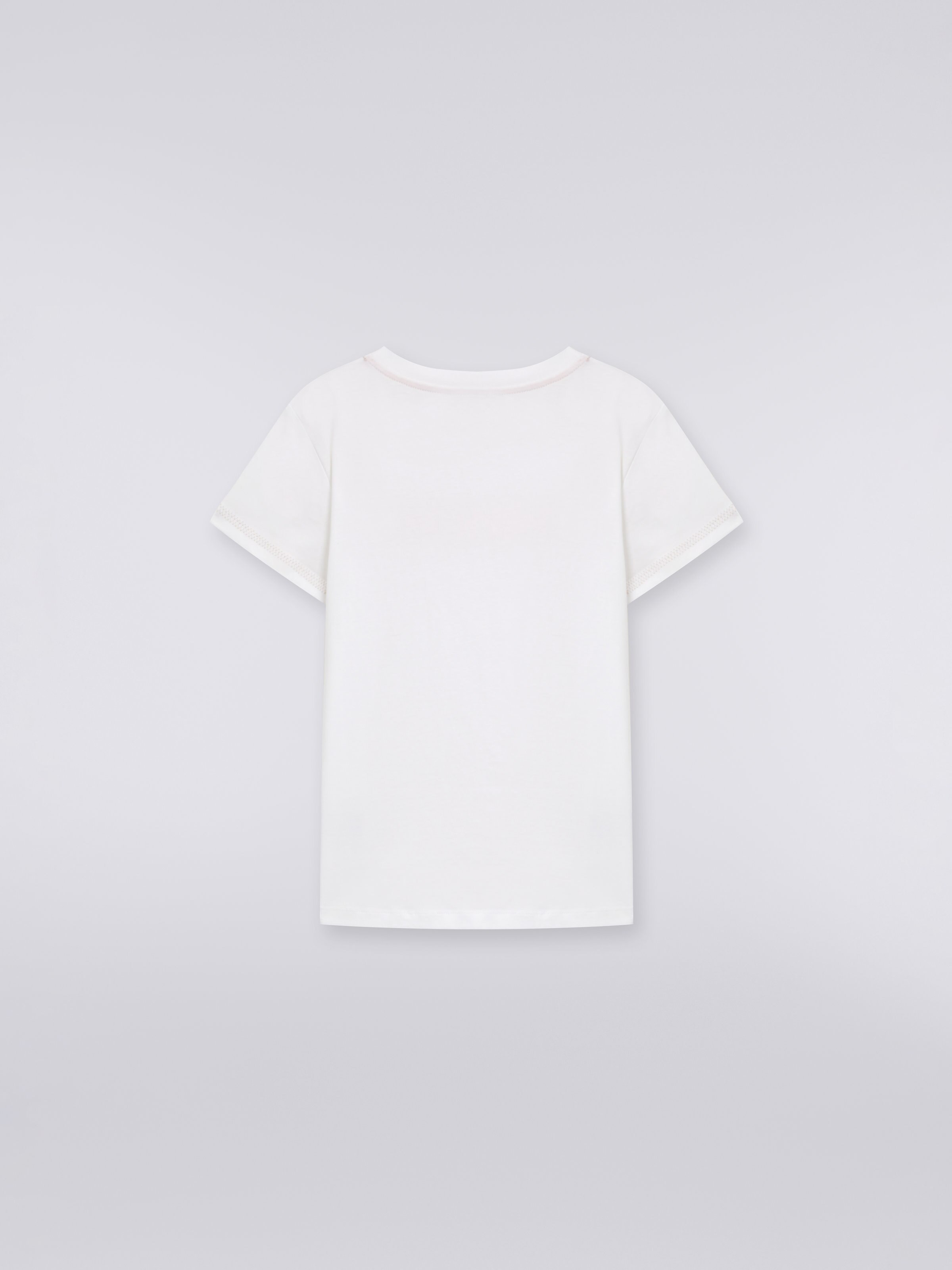 Baumwoll-T-Shirt mit Rundhalsausschnitt und Logo-Applikation aus Pailletten, Mehrfarbig  - 1