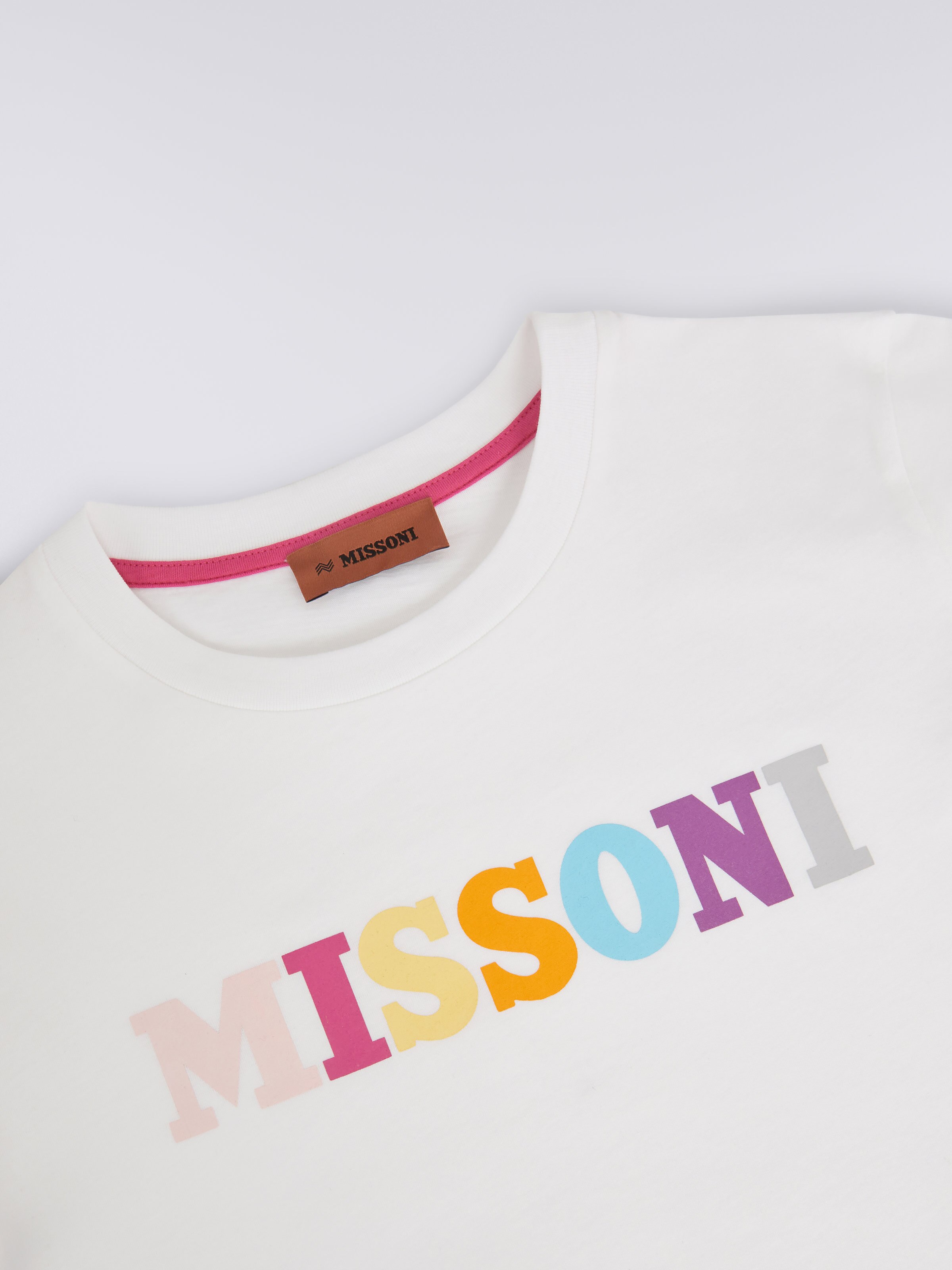 T-shirt en coton à col ras du cou avec logo multicolore, Multicolore  - 2