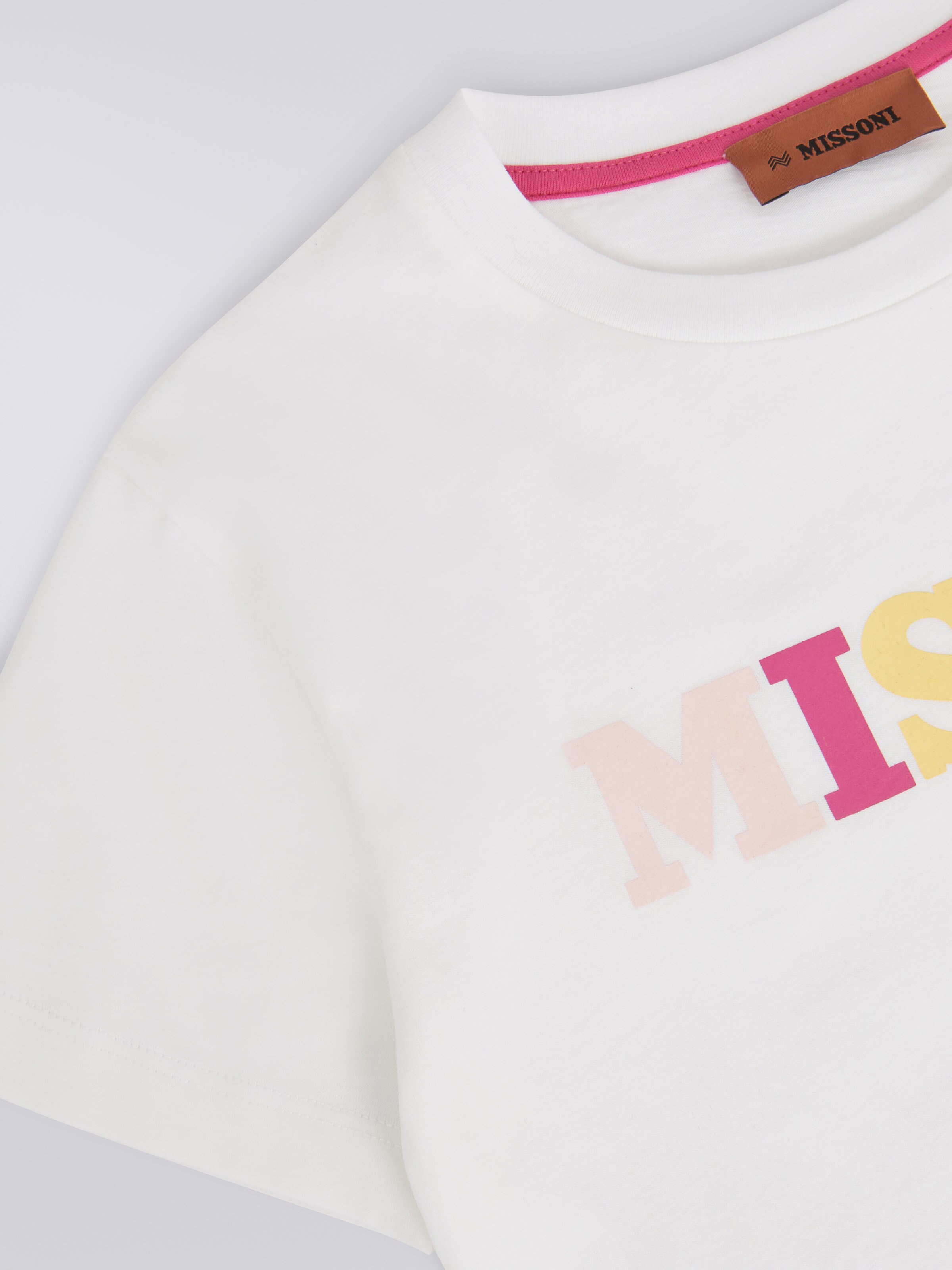 T-shirt en coton à col ras du cou avec logo multicolore, Multicolore  - 3