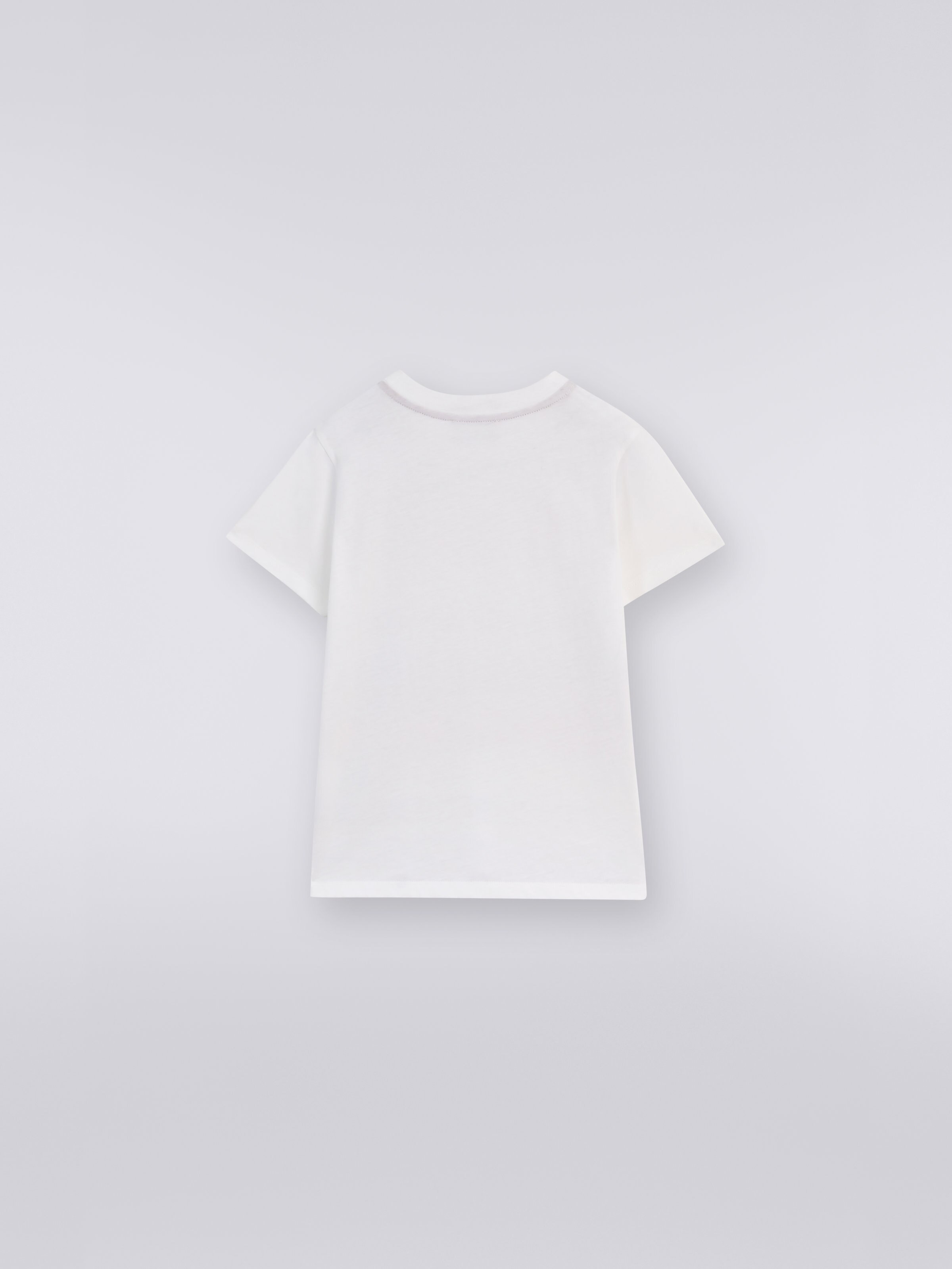 Cotton short-sleeved crew-neck T-shirt with zigzag pattern and plain back., Multicoloured  - 1