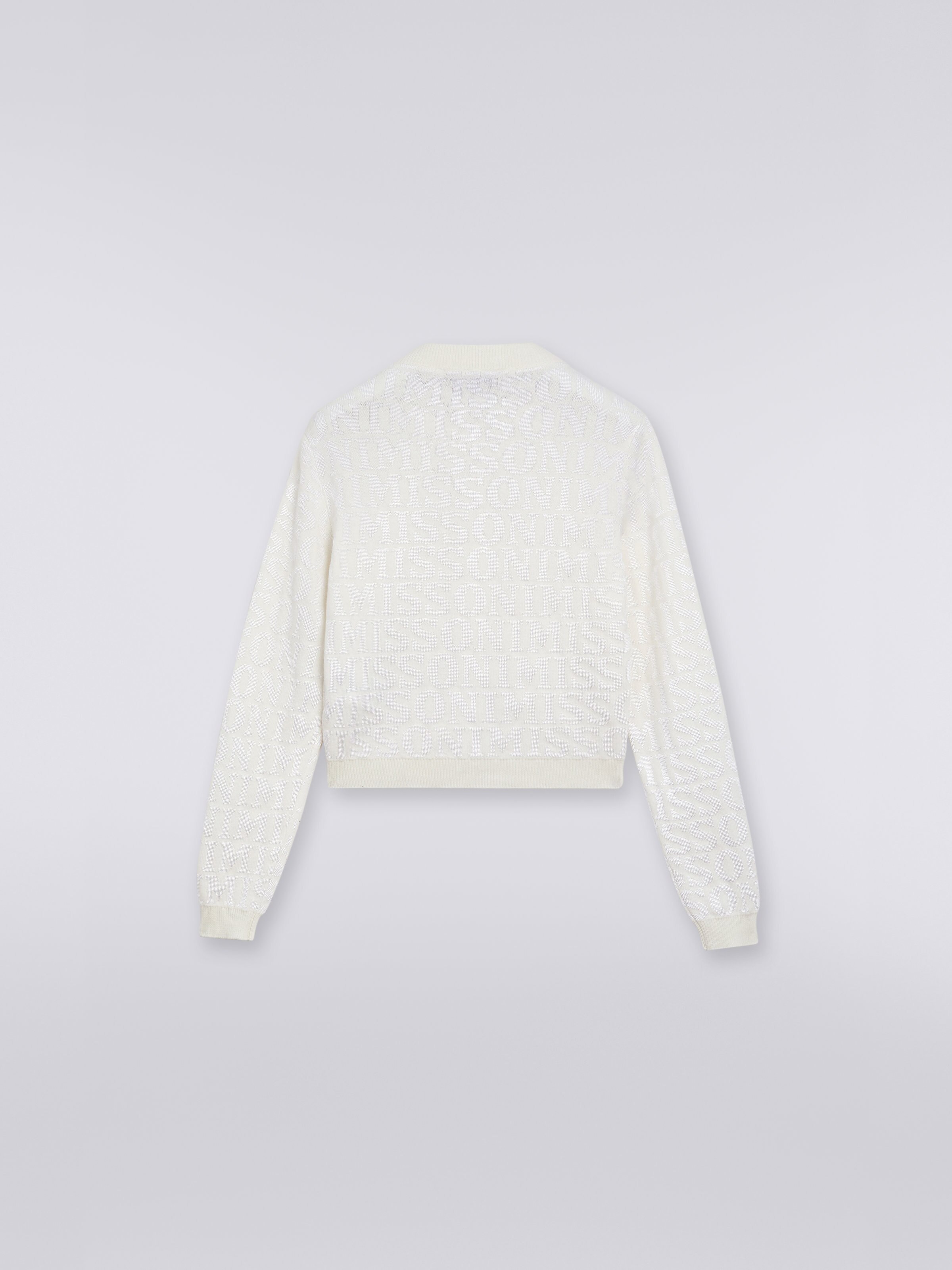 Baumwoll-Cardigan mit Allover-Logoschriftzug, Weiß  - 1