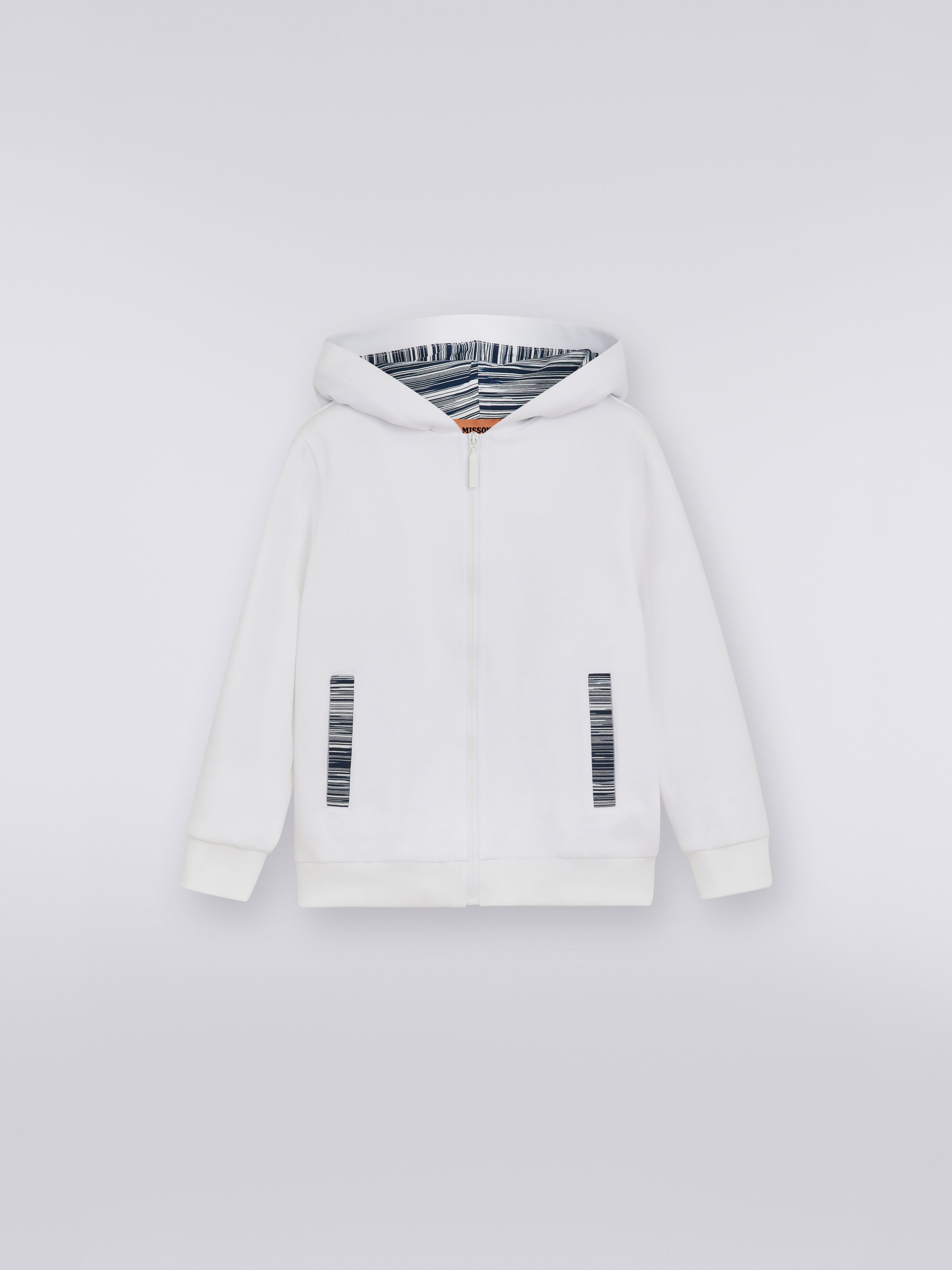 Cardigan en molleton de coton avec capuche et empiècements flammés, Multicolore  - 0