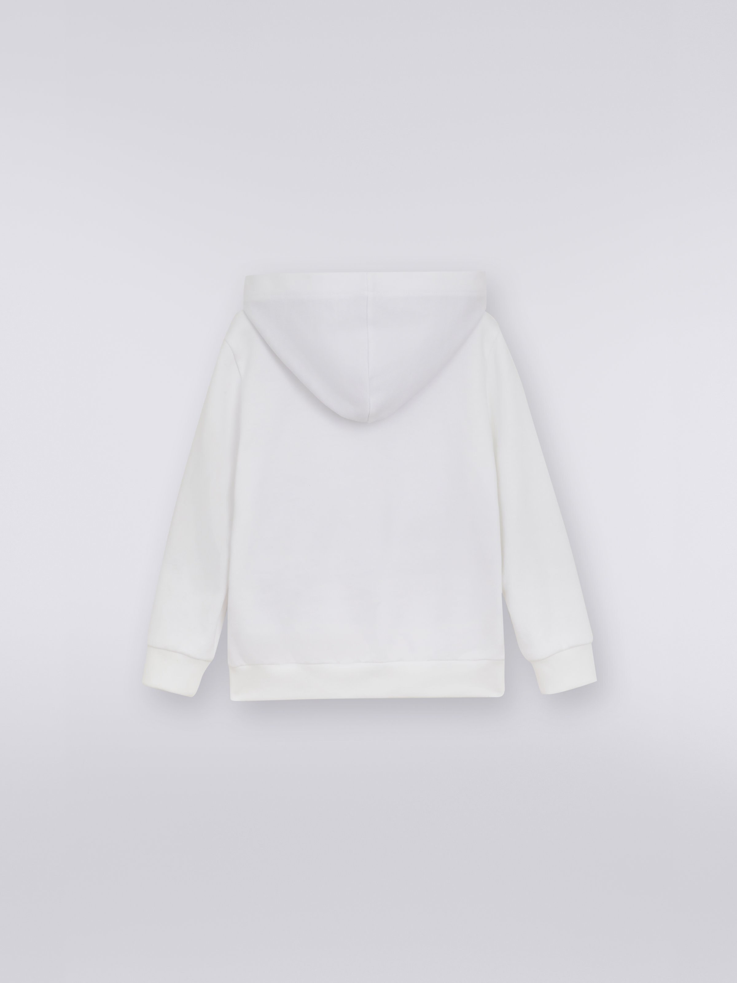 Cardigan en molleton de coton avec capuche et empiècements flammés, Multicolore  - 1