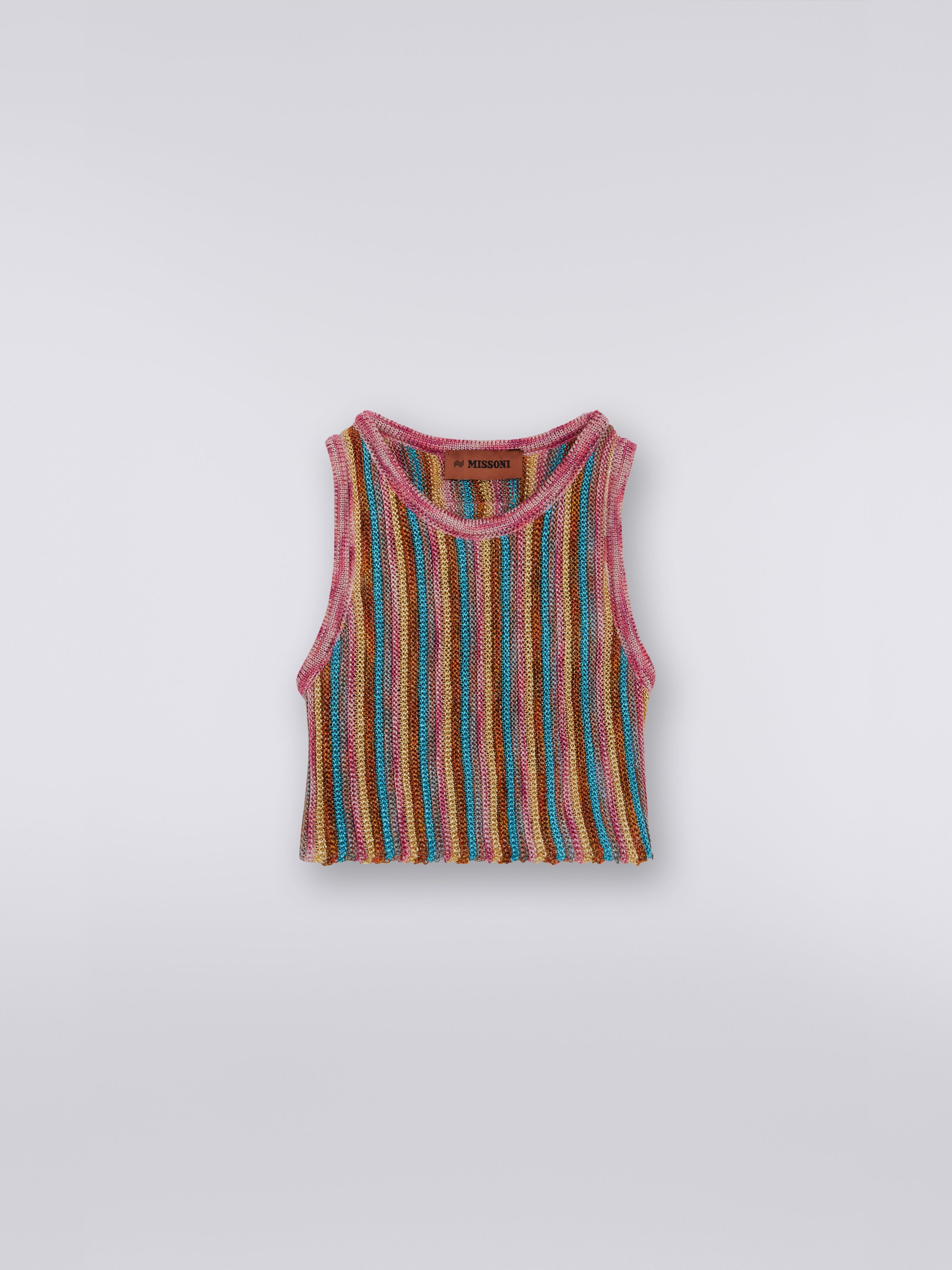 Canottiera a righe multicolore con lurex, Multicolore - 0