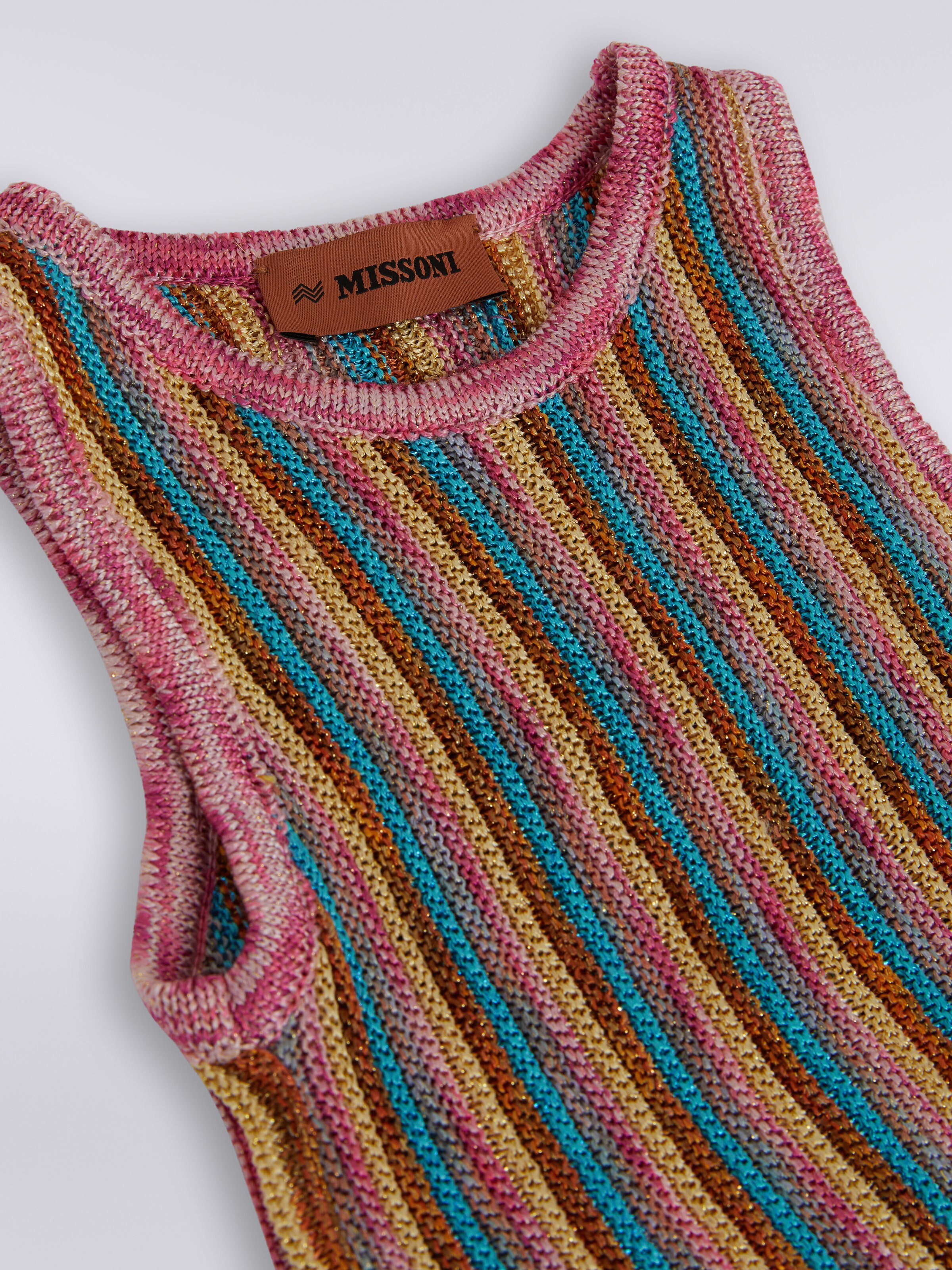 Canottiera a righe multicolore con lurex, Multicolore - 2