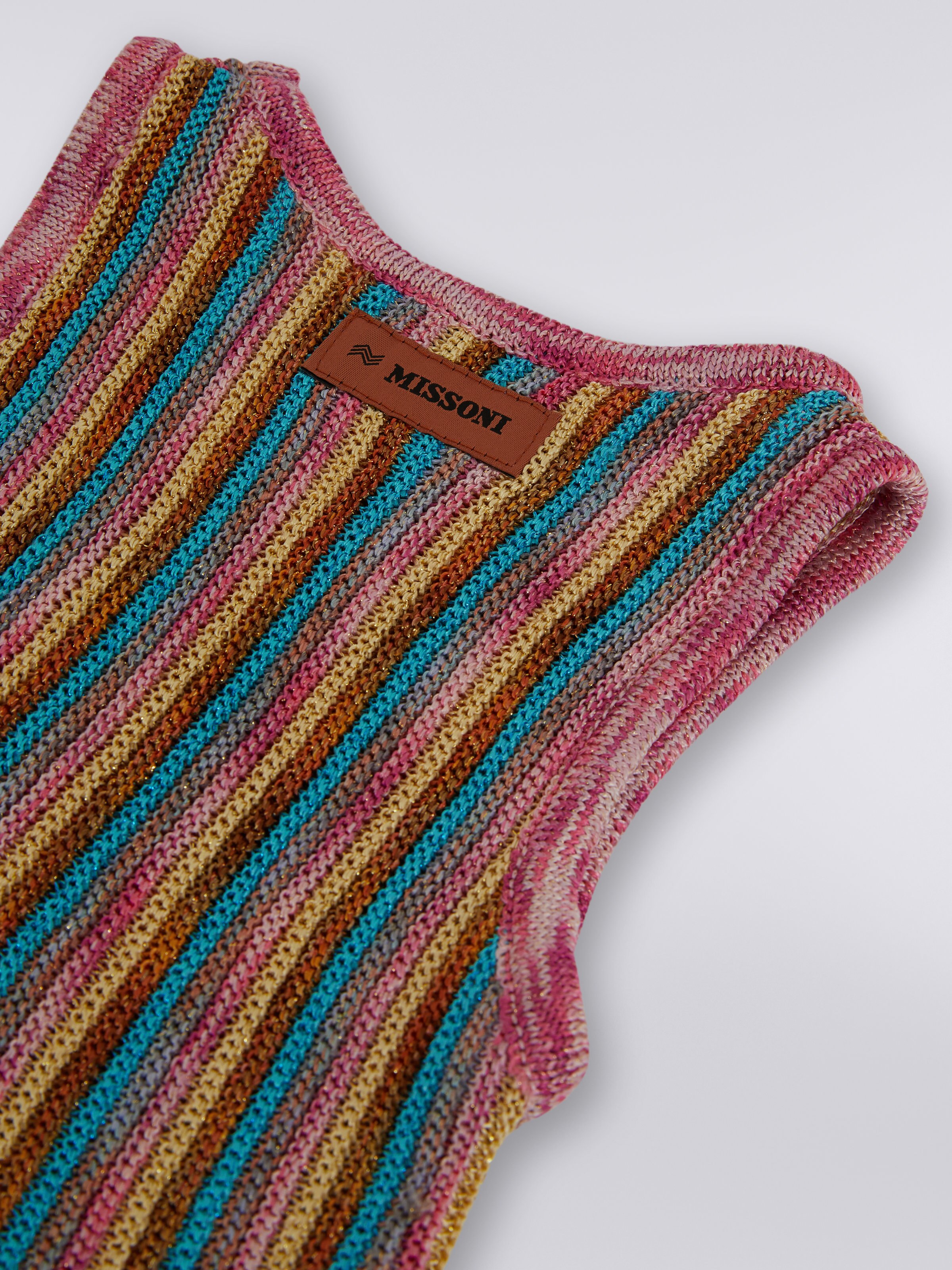 Canottiera a righe multicolore con lurex, Multicolore - 3
