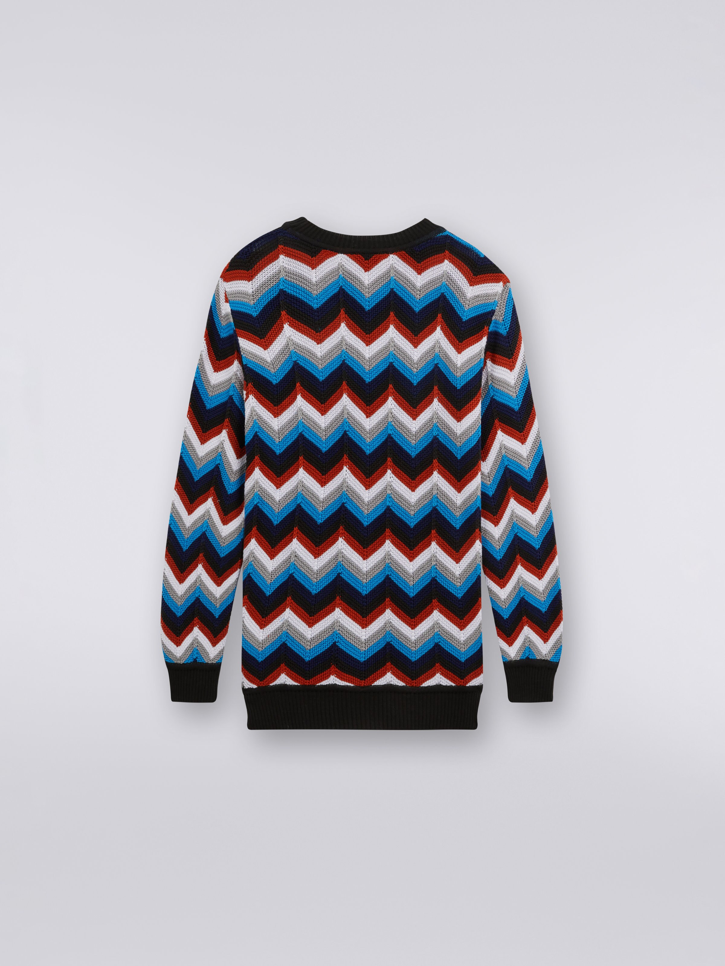 Multicoloured chevron cotton crew-neck jumper, Multicoloured  - 1