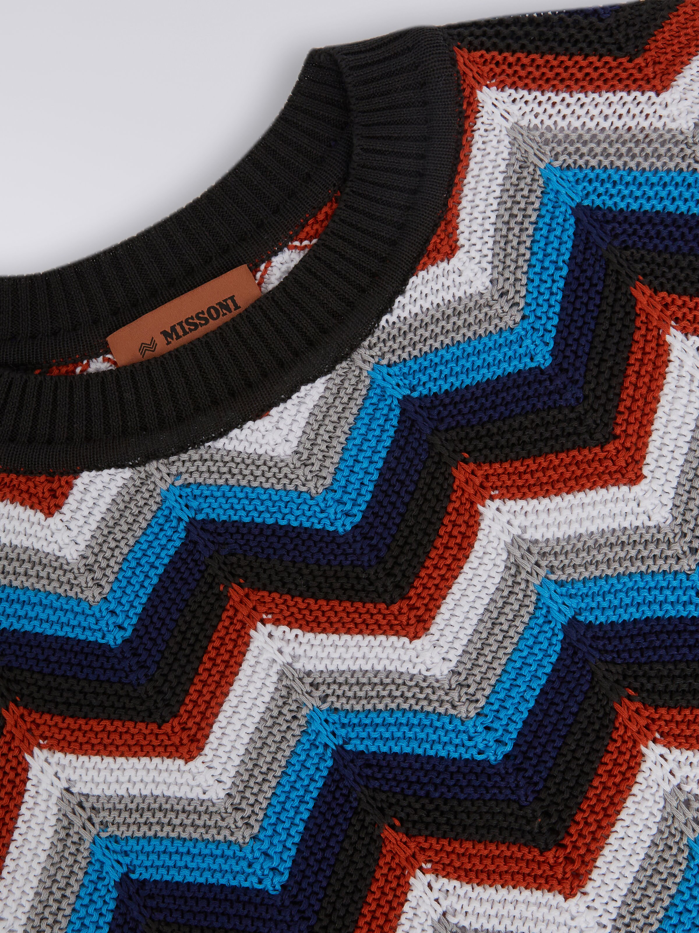Multicoloured chevron cotton crew-neck jumper, Multicoloured  - 2