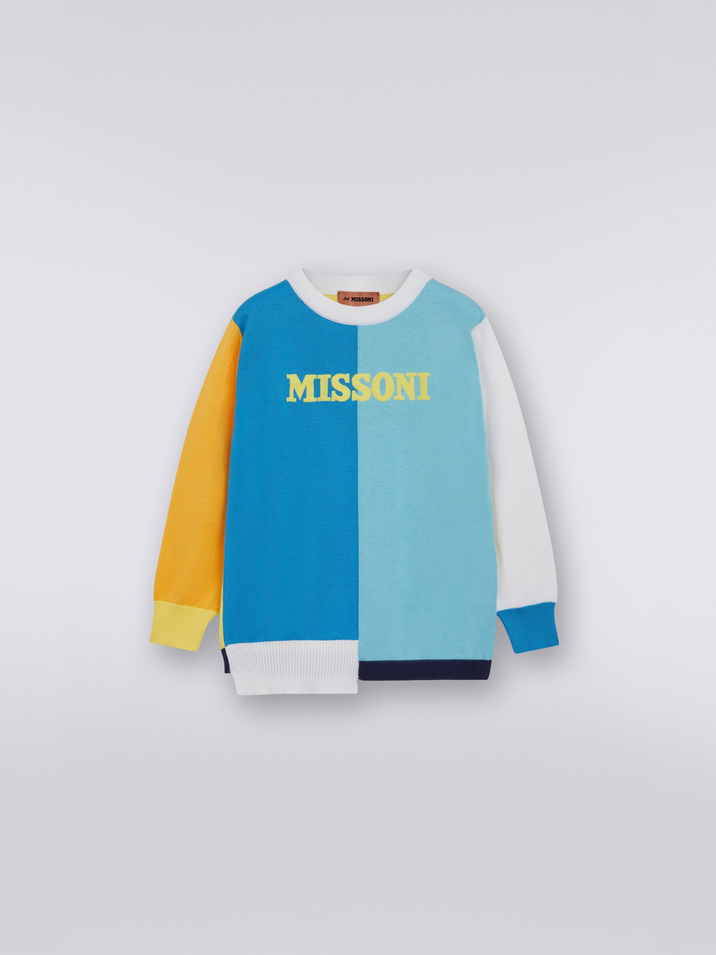 Multicoloured crew-neck jumper with logo, Multicoloured  - 0