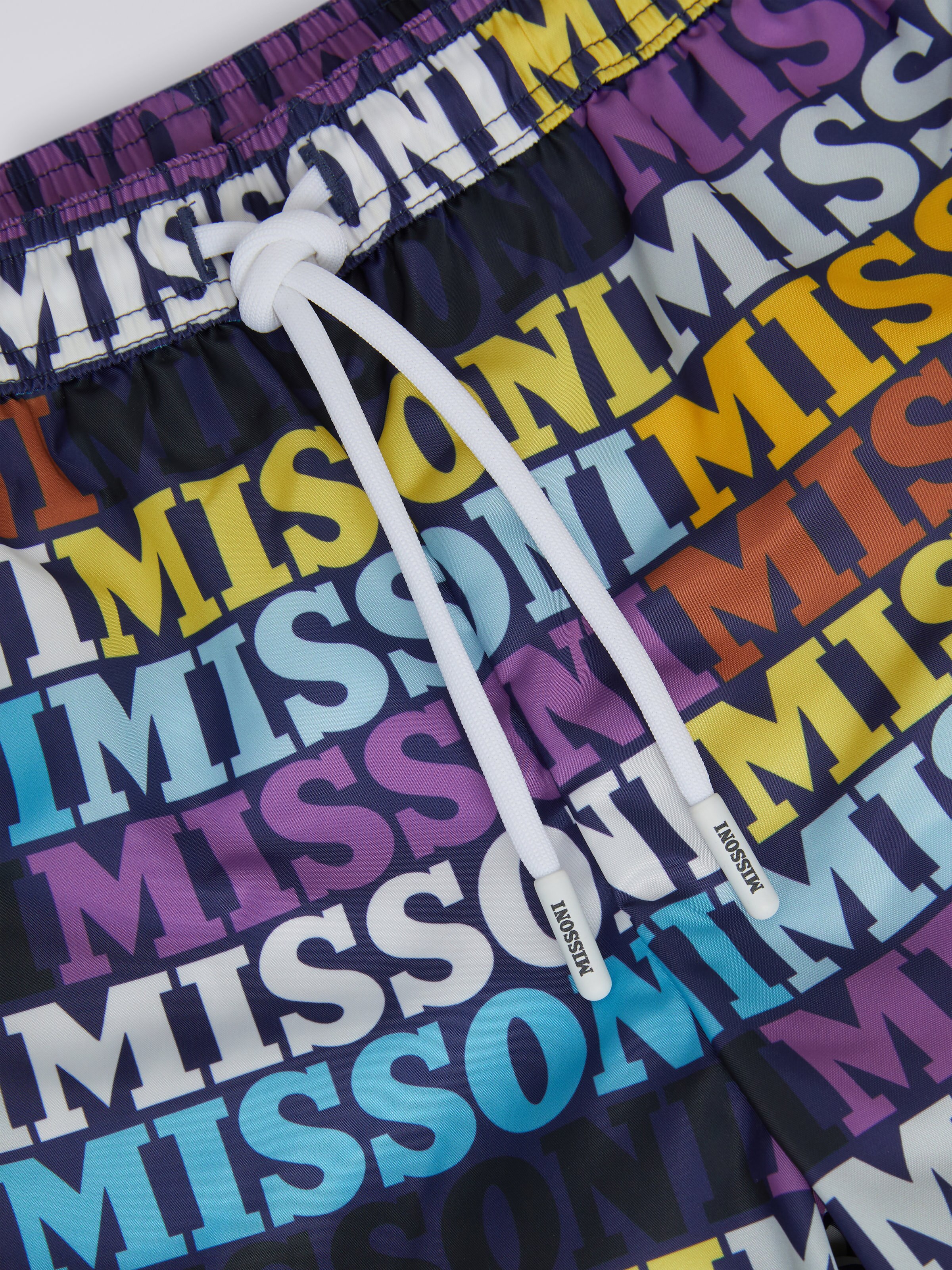 Swimming trunks with multicoloured logo pattern, Multicoloured  - 2