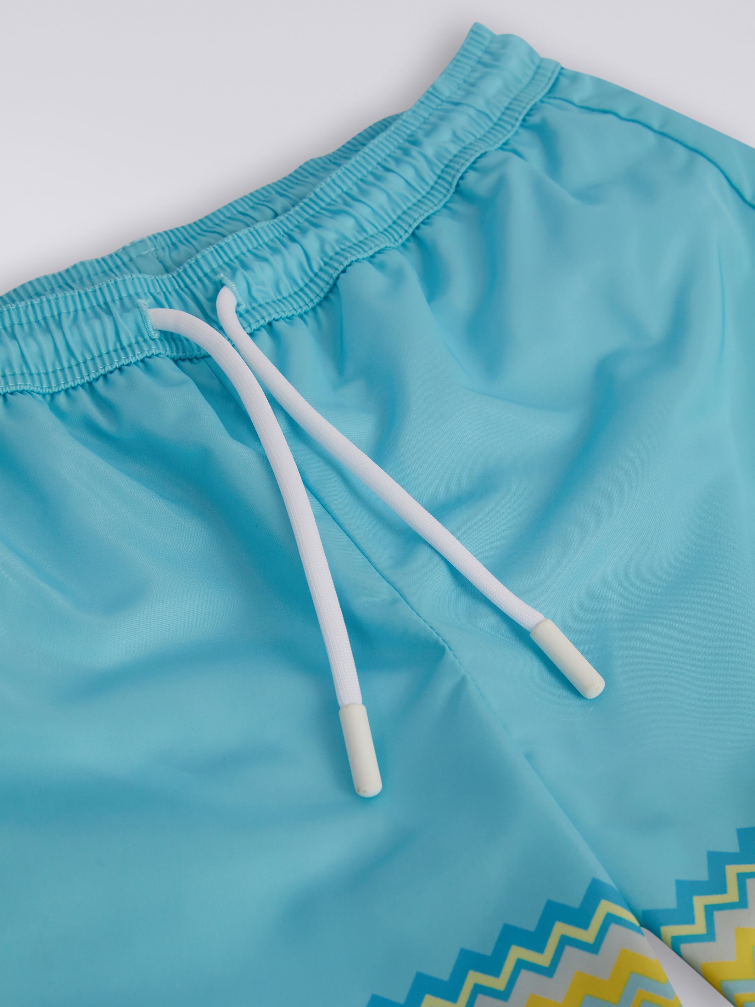 Plain swimming trunks with zigzag print bottom, Multicoloured  - 2