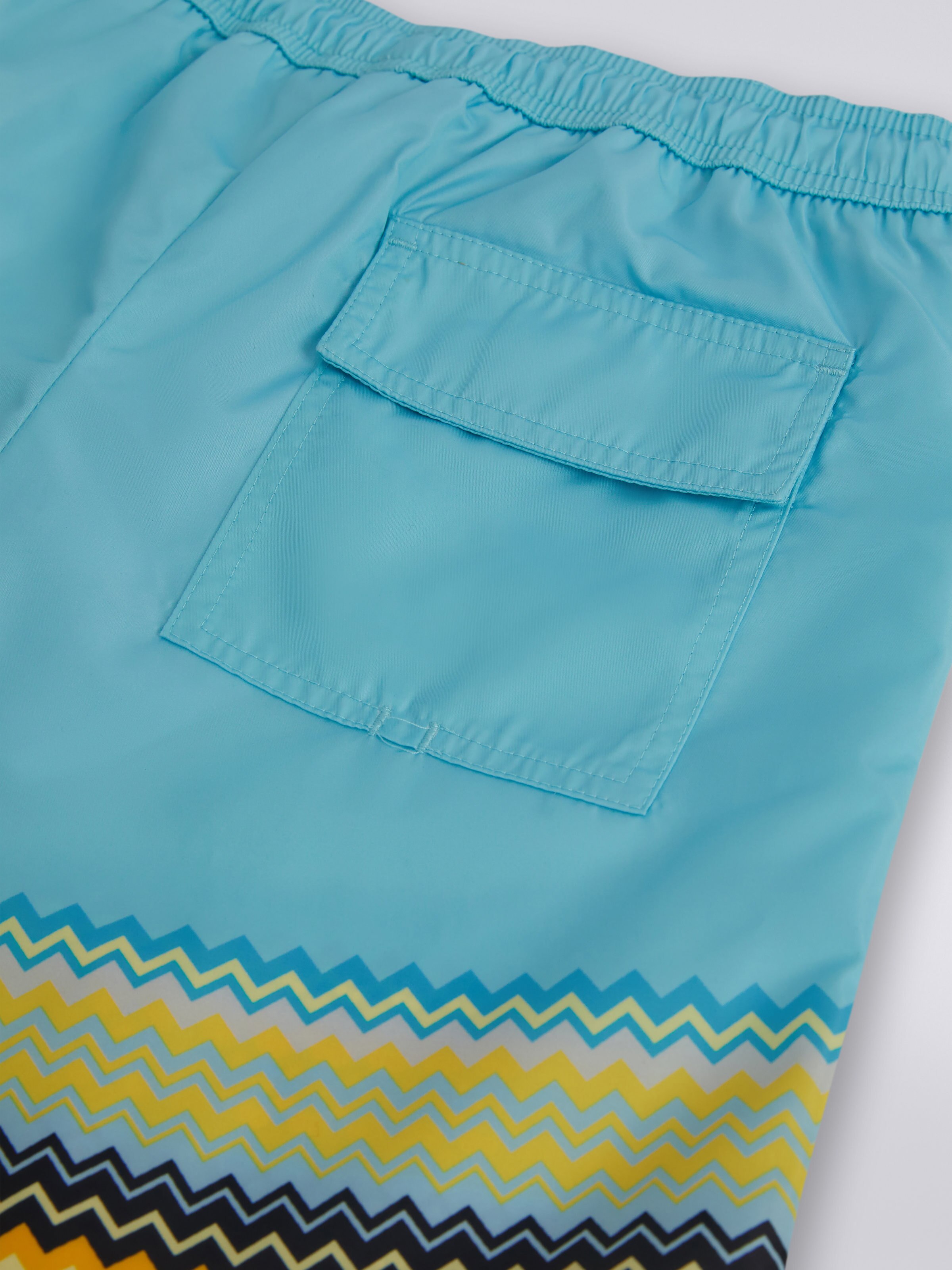 Plain swimming trunks with zigzag print bottom, Multicoloured  - 3