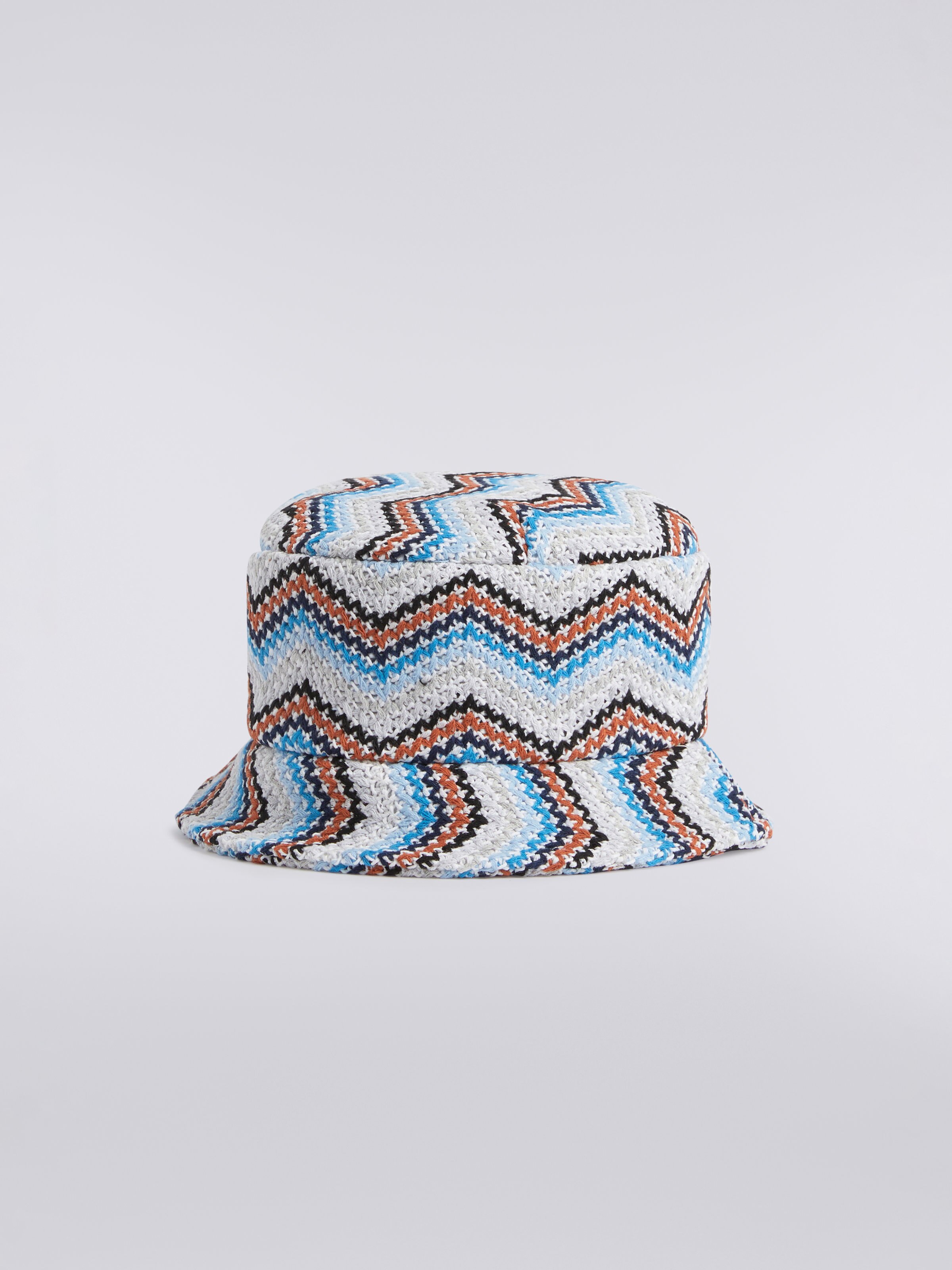 Zigzag crocheted cotton blend bucket hat, Multicoloured  - 0
