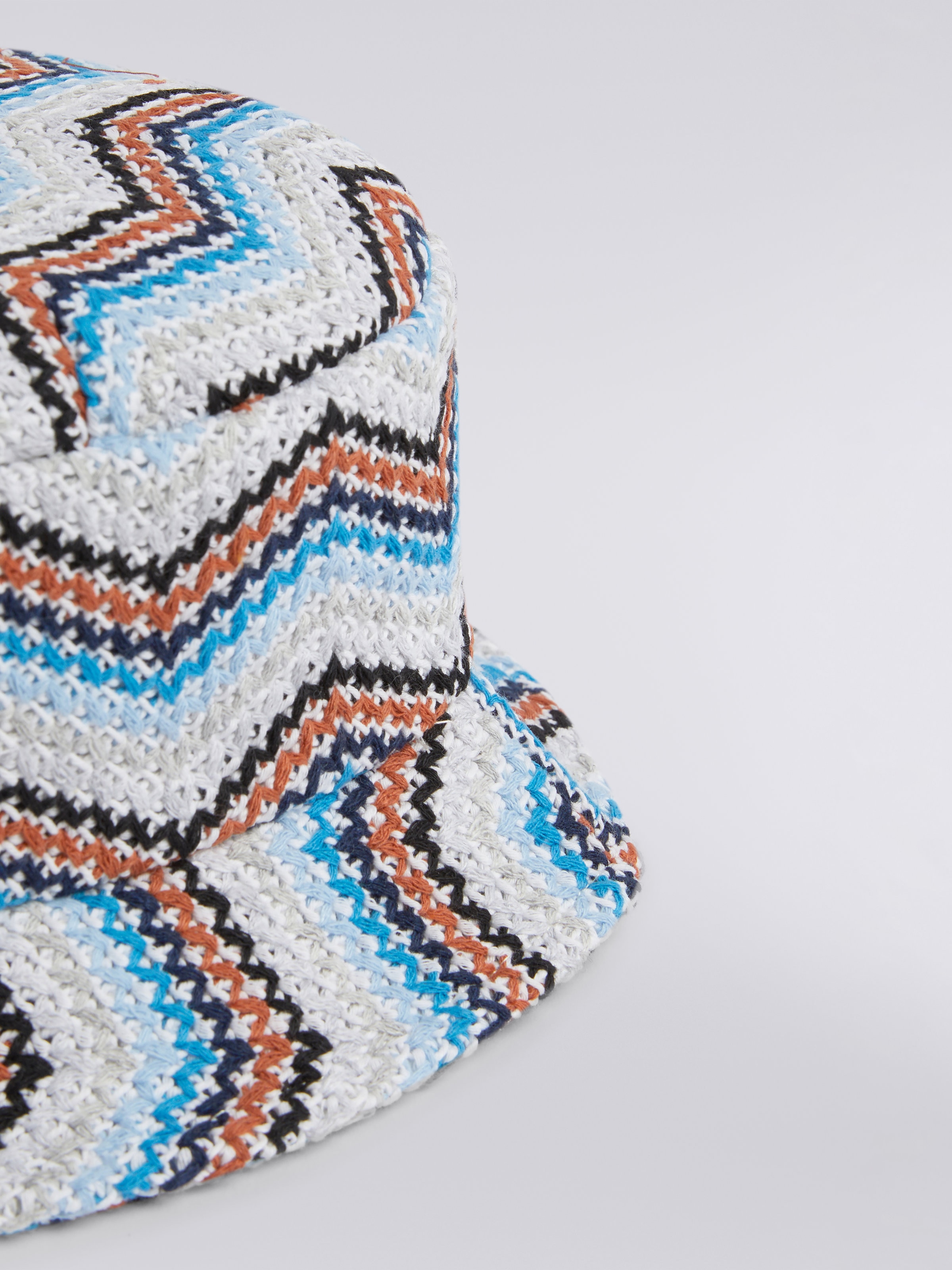 Zigzag crocheted cotton blend bucket hat, Multicoloured  - 1