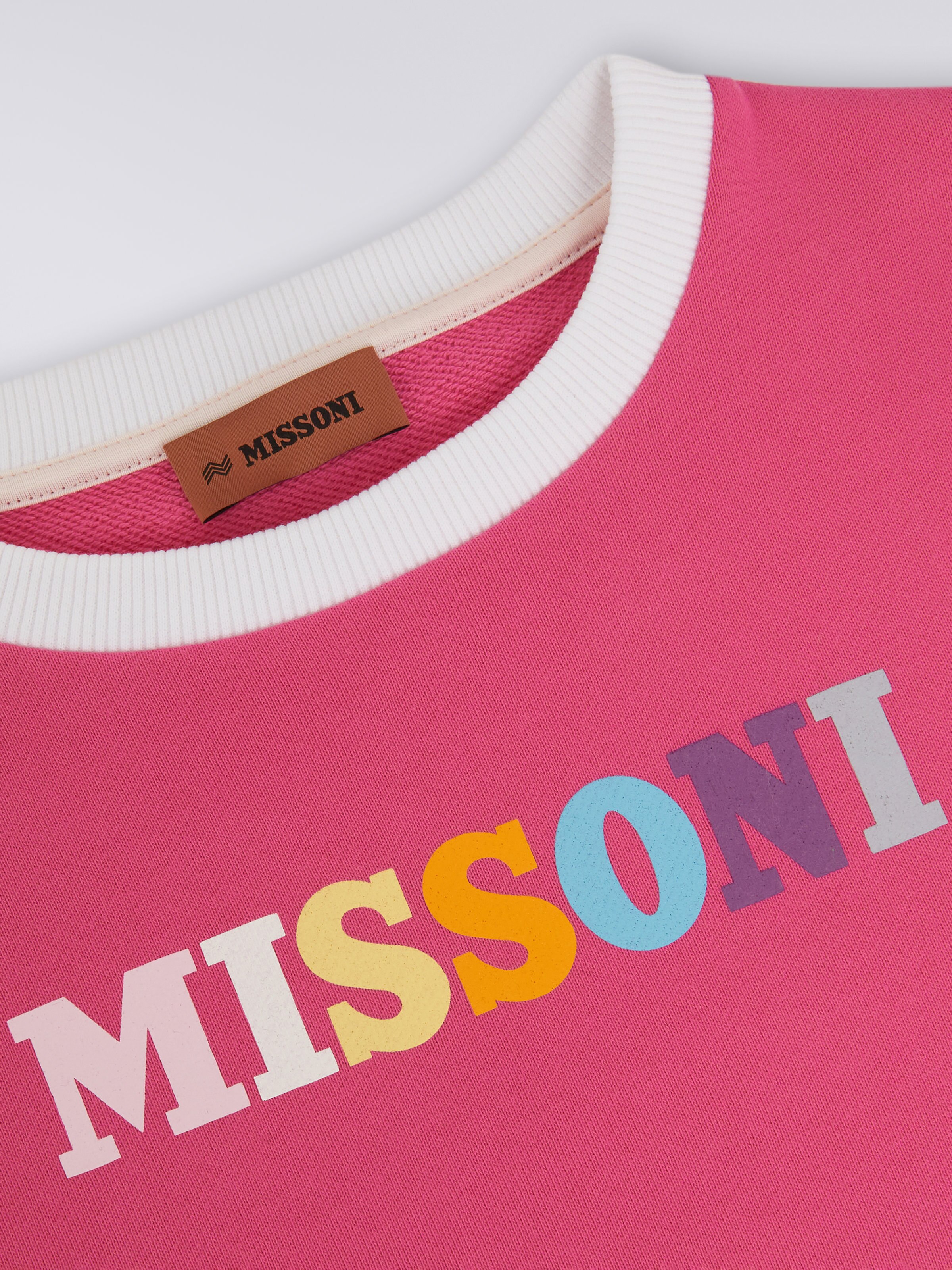 Felpa girocollo in cotone con logo multicolore, Multicolore - 2