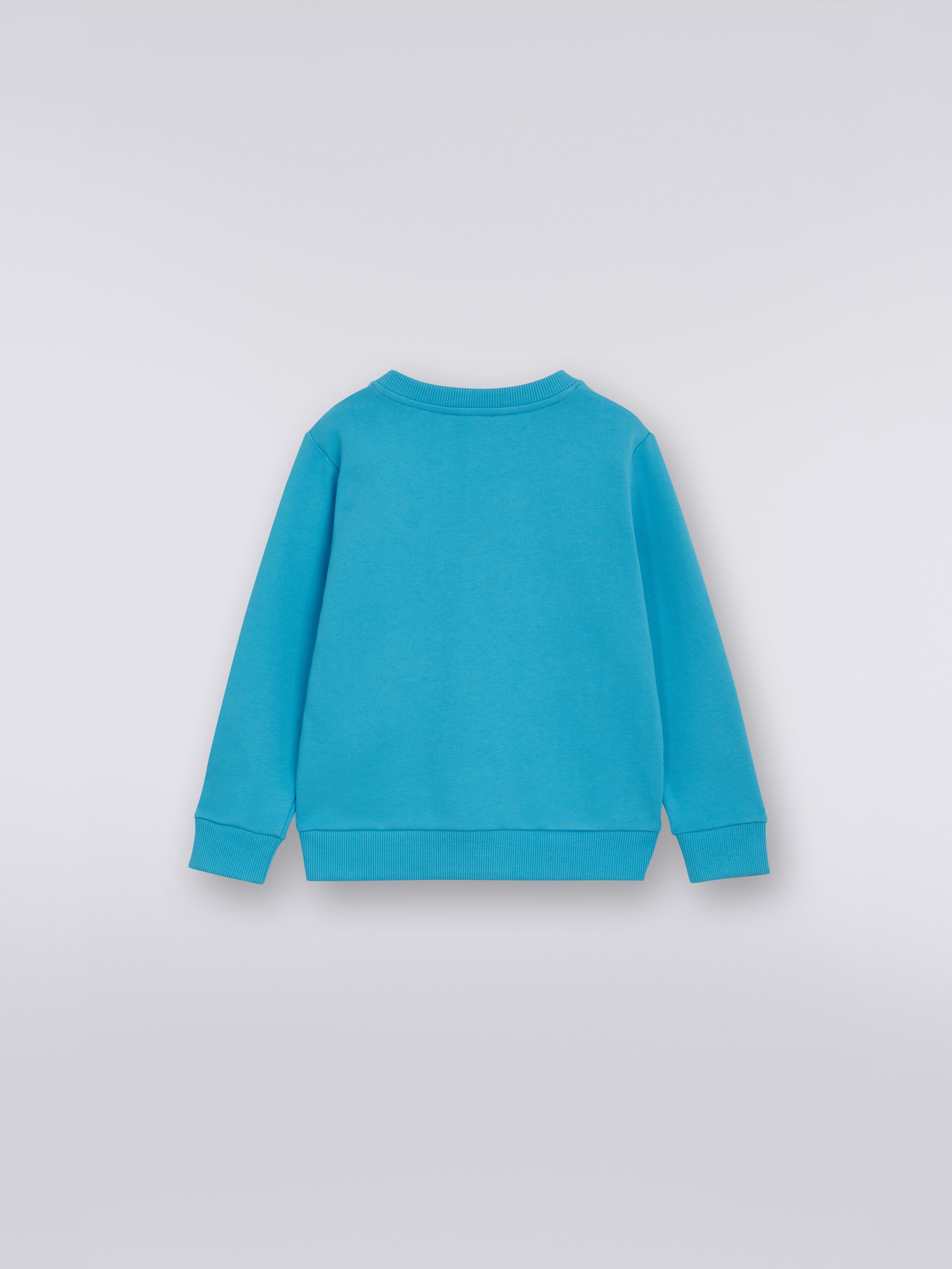 Sweat-shirt en coton à col ras du cou avec logo multicolore, Turquoise  - 1