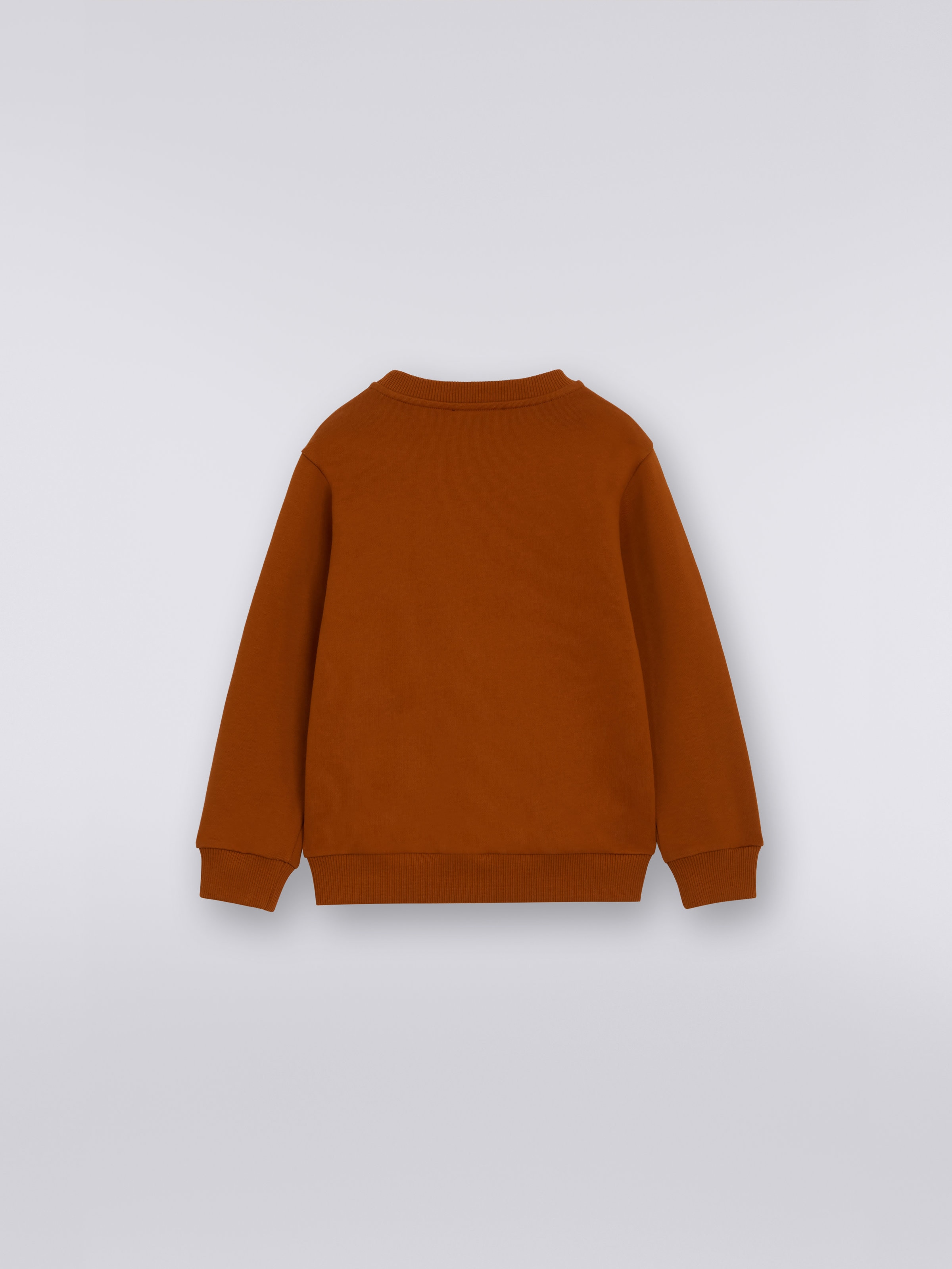 Felpa girocollo in cotone con logo a contrasto, Ruggine - 1