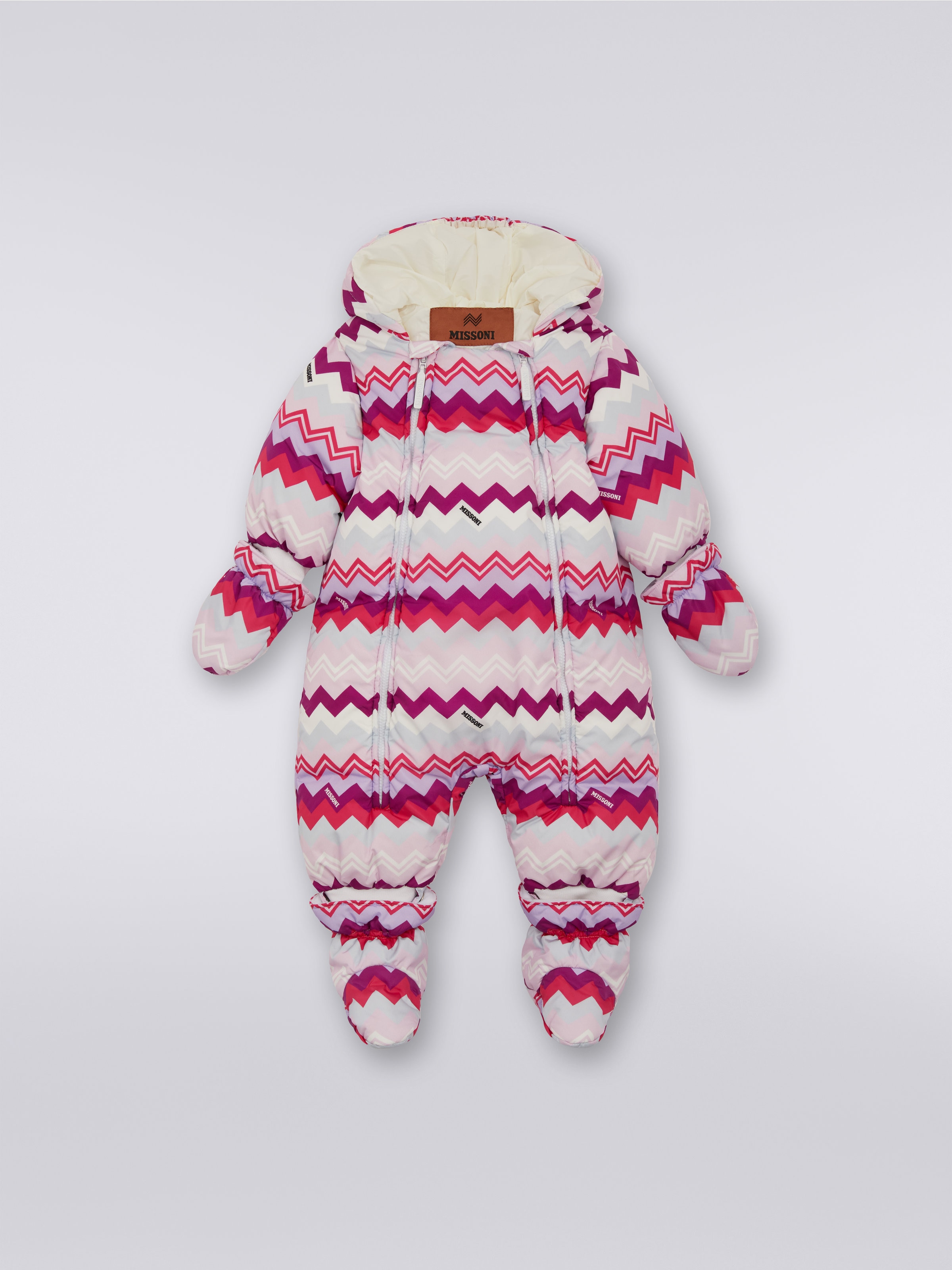 Ski suit in nylon with zigzag pattern, Multicoloured  - 0