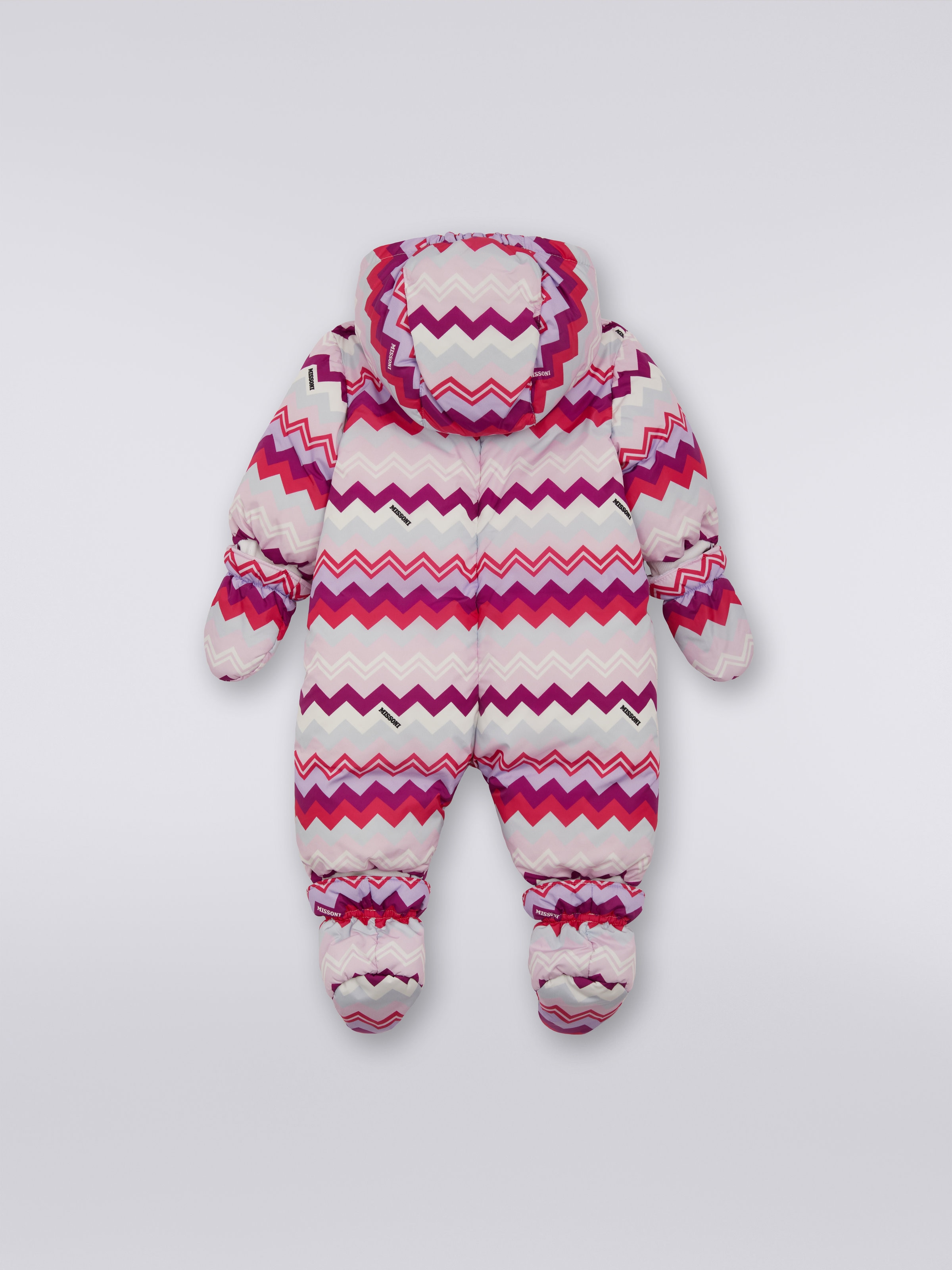 Ski suit in nylon with zigzag pattern, Multicoloured  - 1