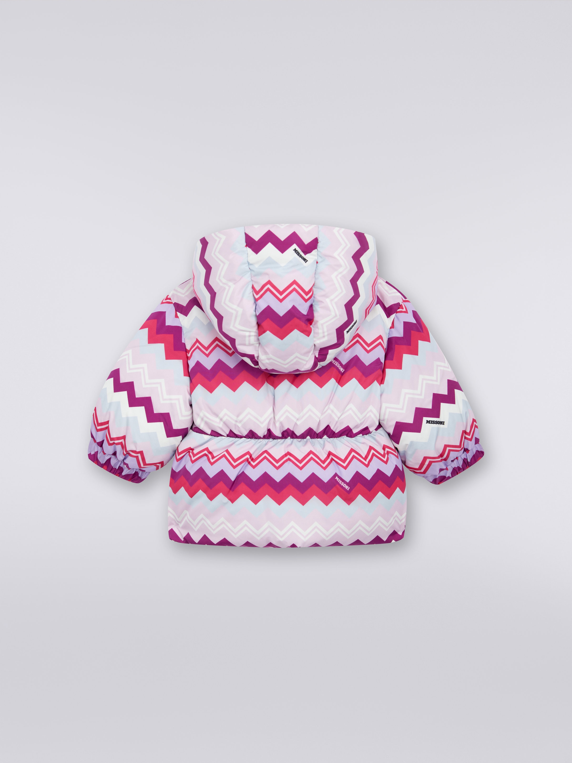 Zigzag nylon jacket with gather, Multicoloured  - 1