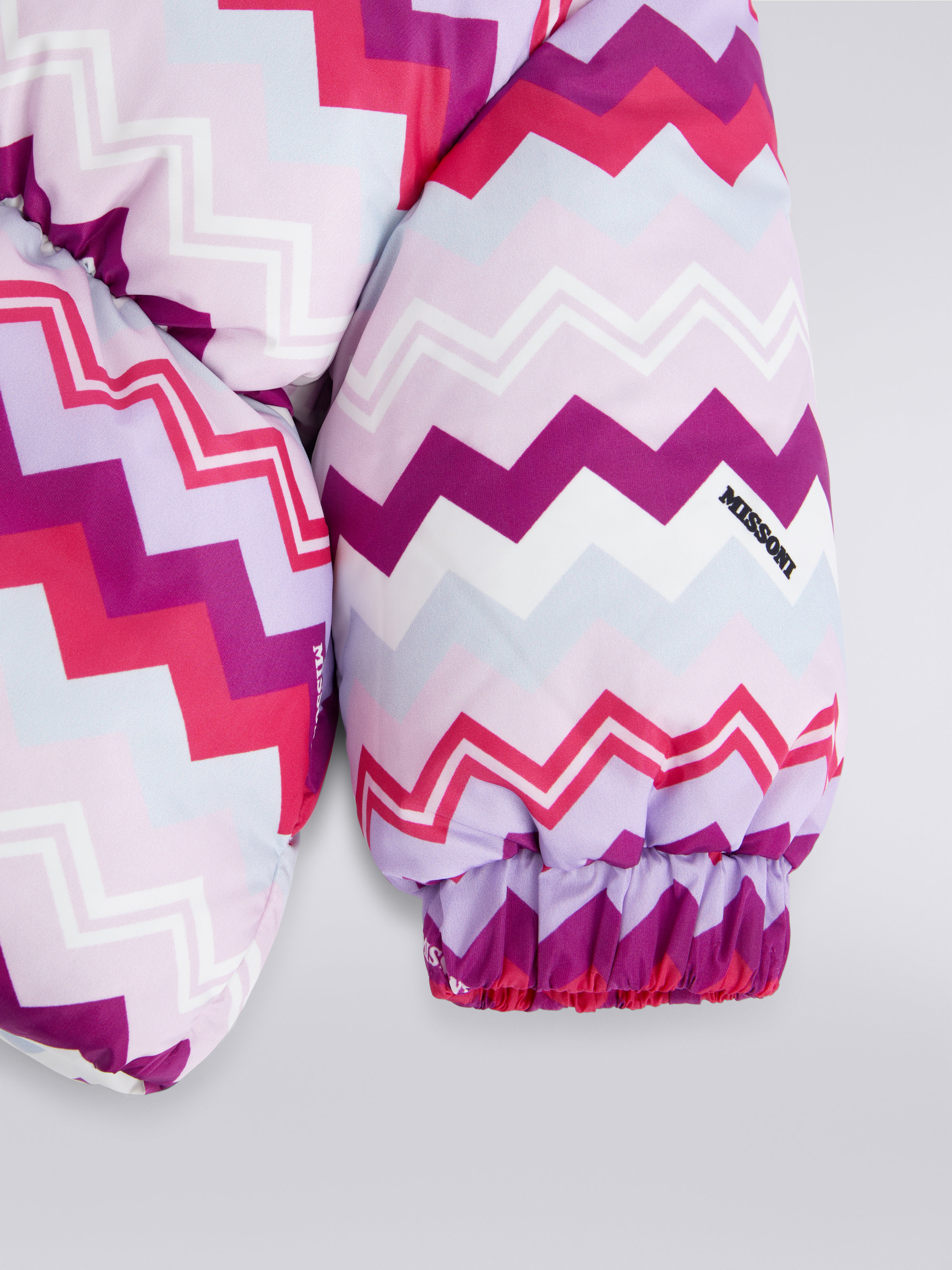 Zigzag nylon jacket with gather, Multicoloured  - 3