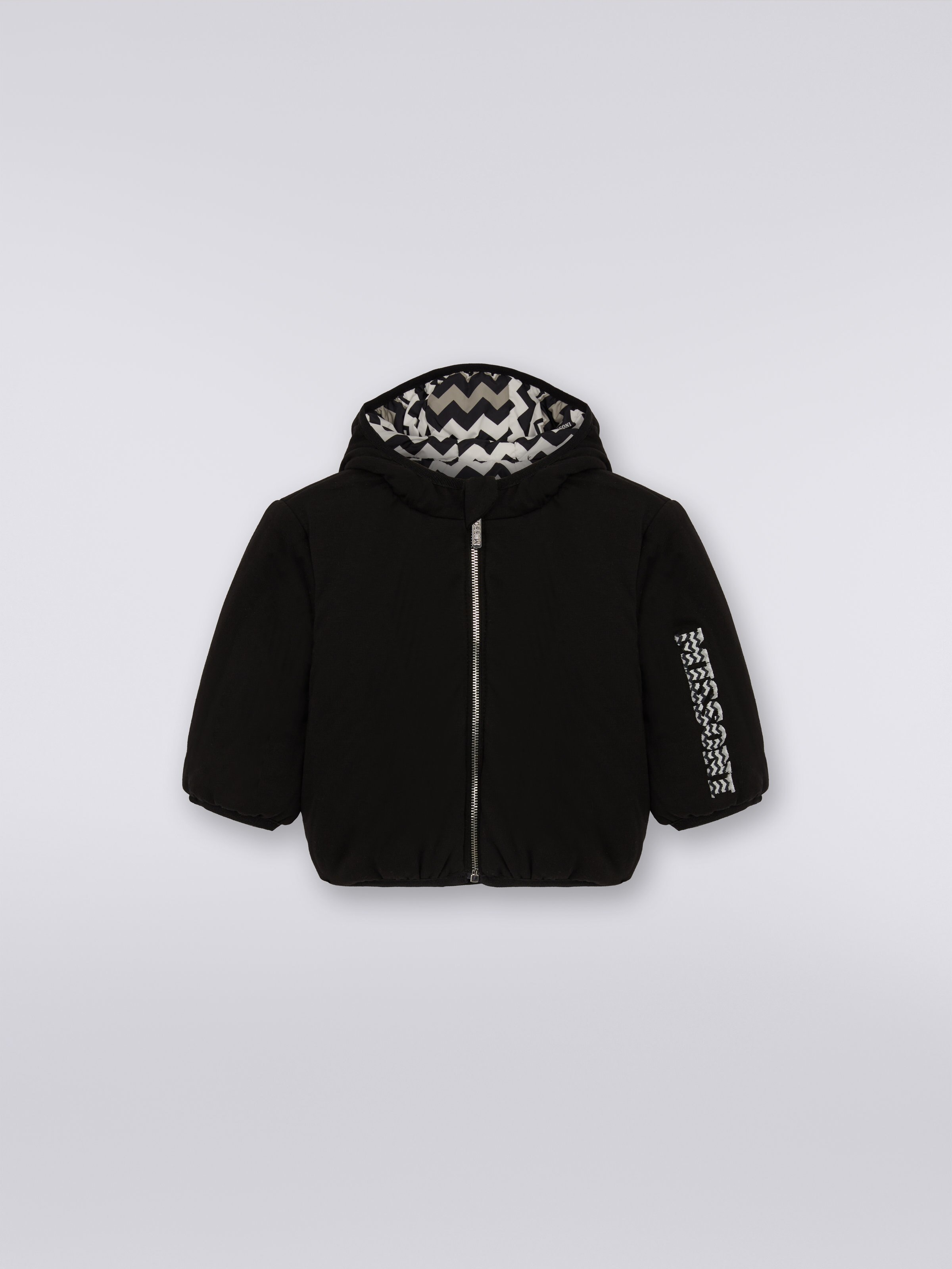 Double-faced zigzag nylon jacket with logo Black & White | Missoni