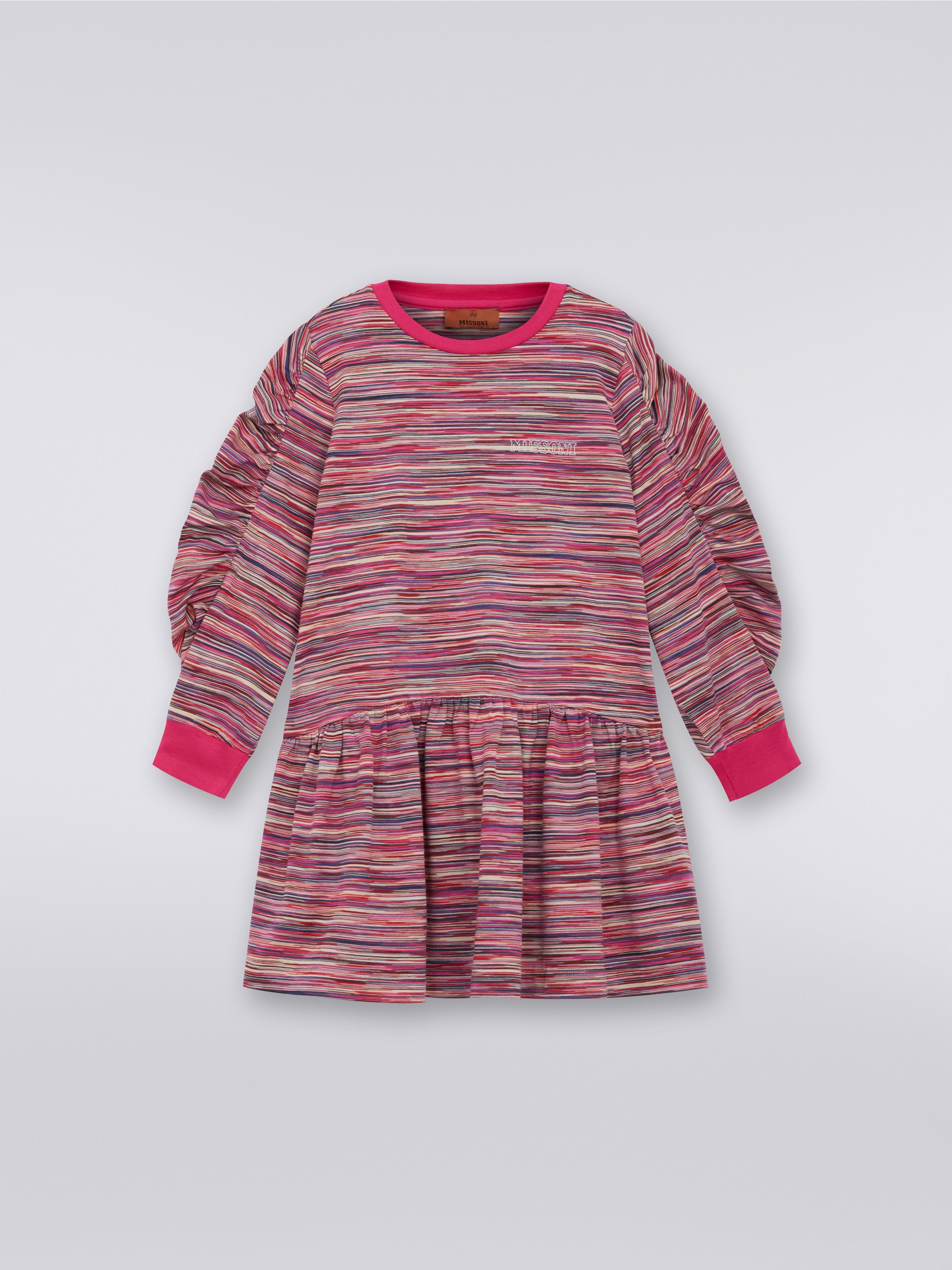 Langärmeliges Baumwollkleid mit Logo, Mehrfarbig  - 0