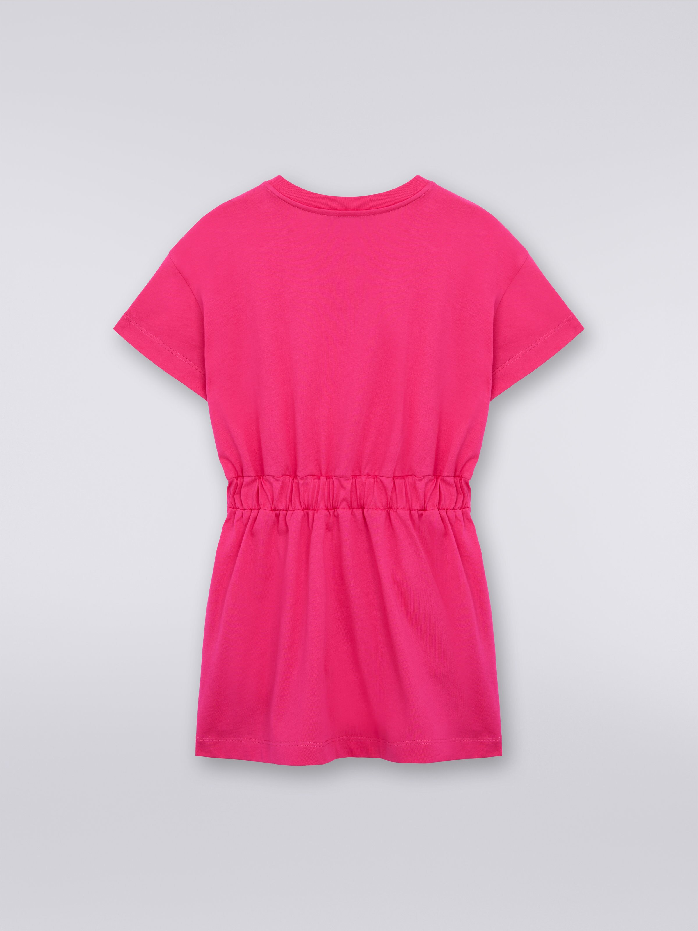 Abito a maniche lunghe in cotone con logo, Rosa   - 1