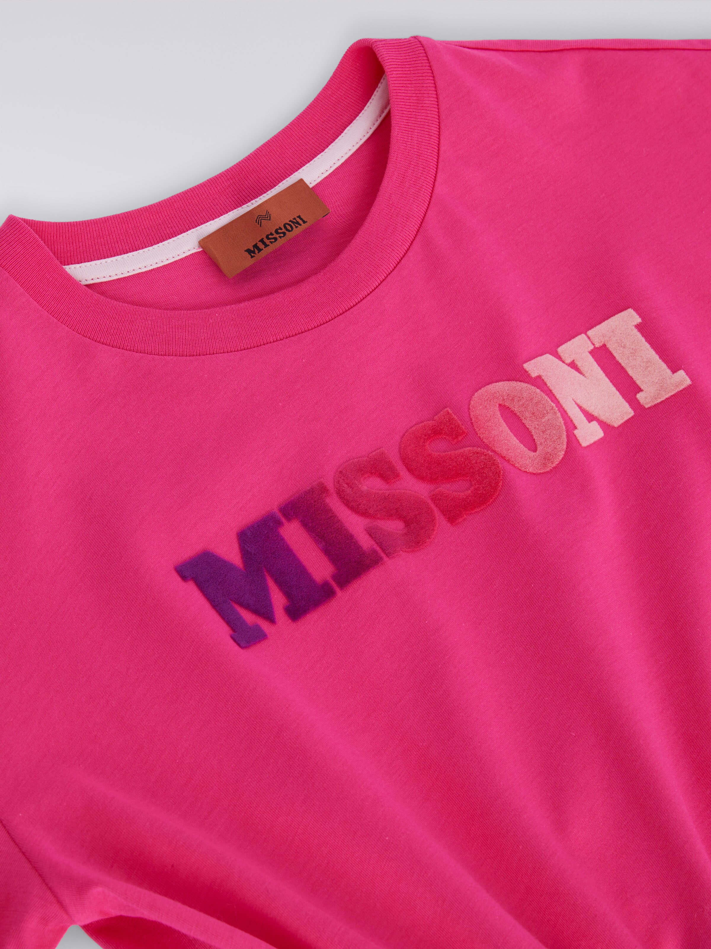 Abito a maniche lunghe in cotone con logo, Rosa   - 2