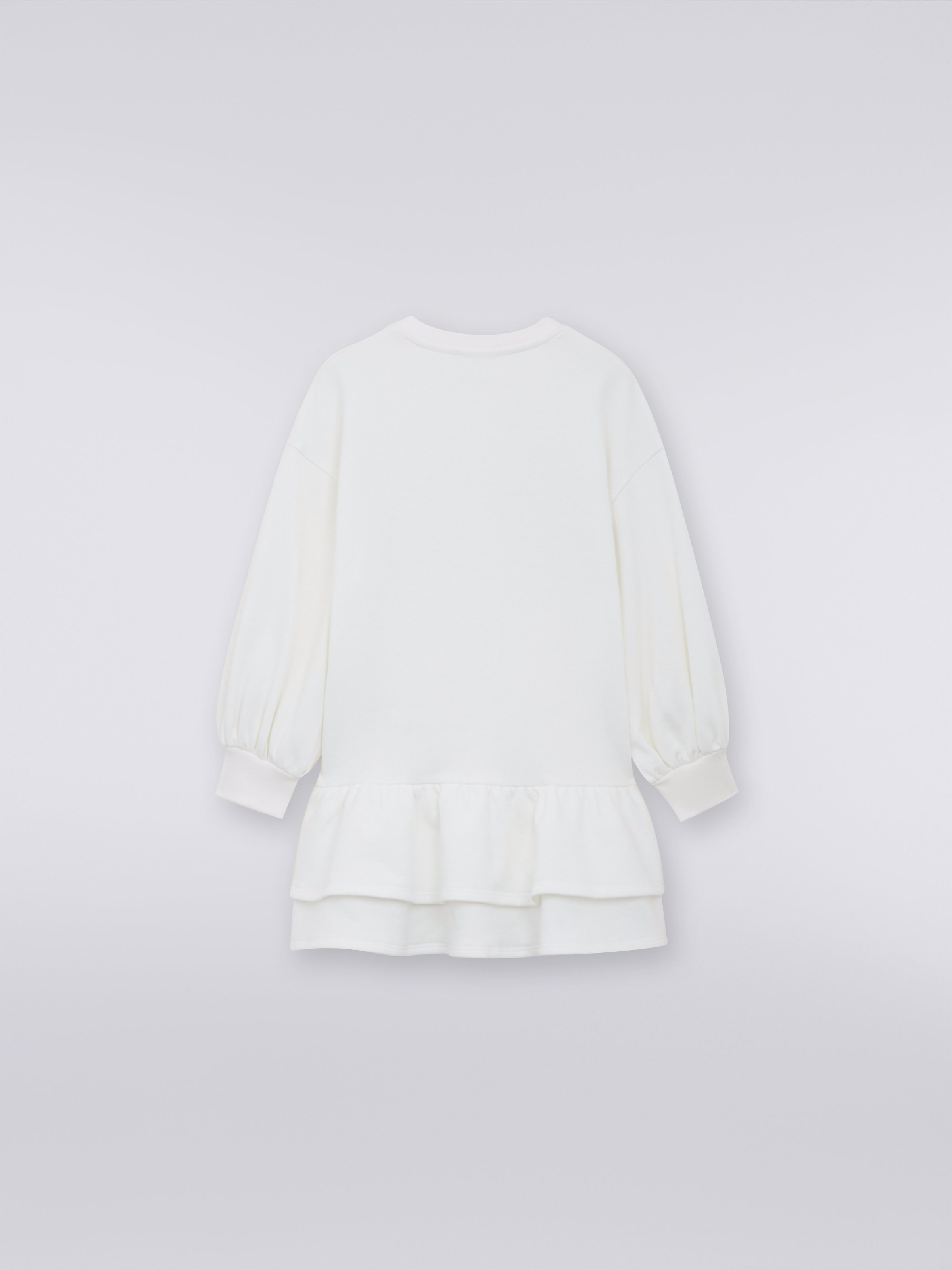 Cotton dress with rhinestone appliqués, White  - 1