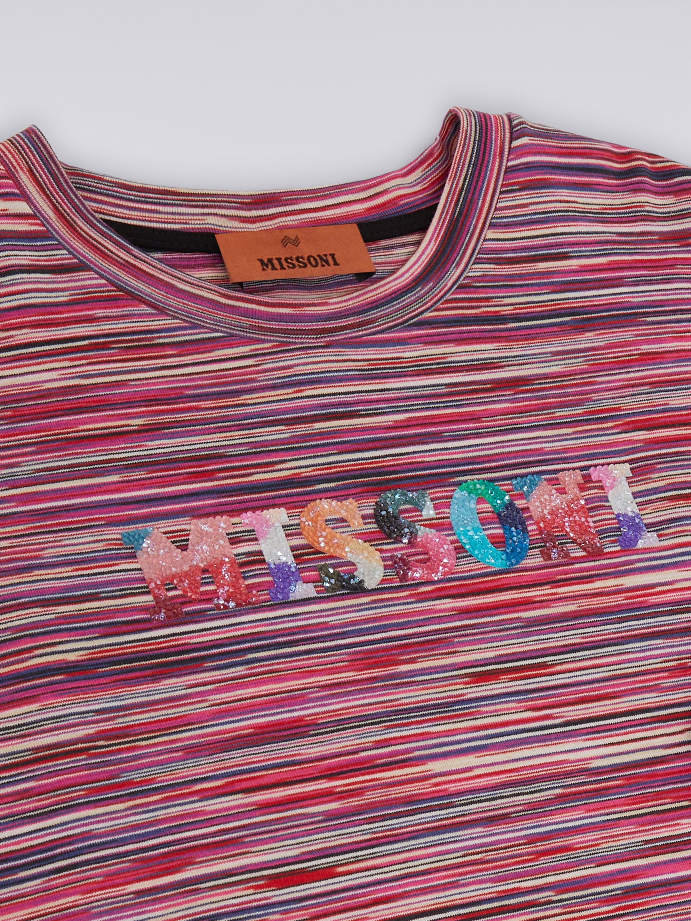 Oversized short-sleeved dress with logo and sequins, Multicoloured  - 2