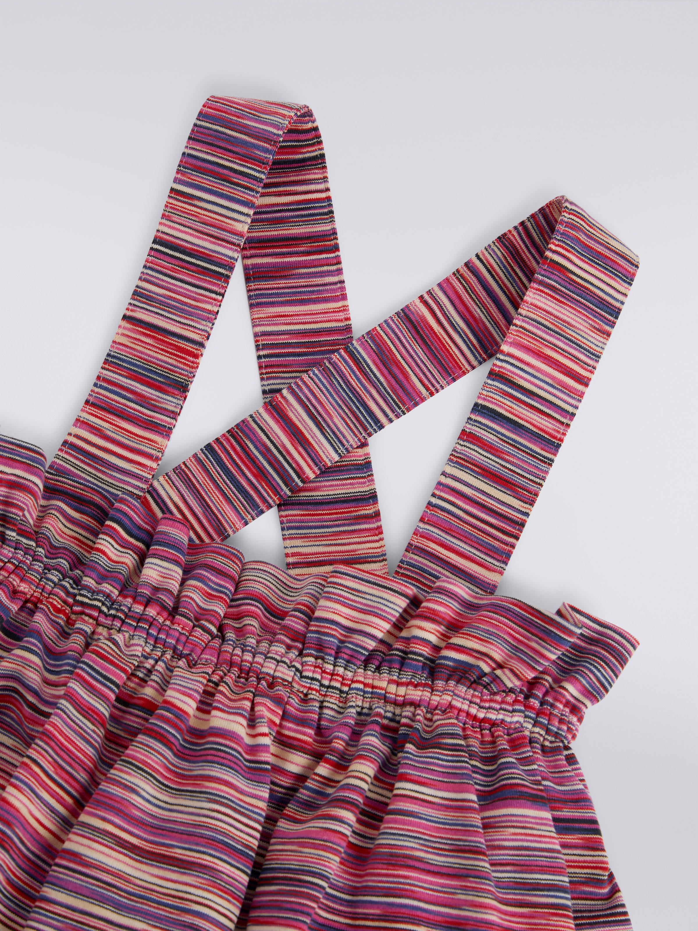 Jupe en coton flammé avec bretelles, Multicolore  - 2