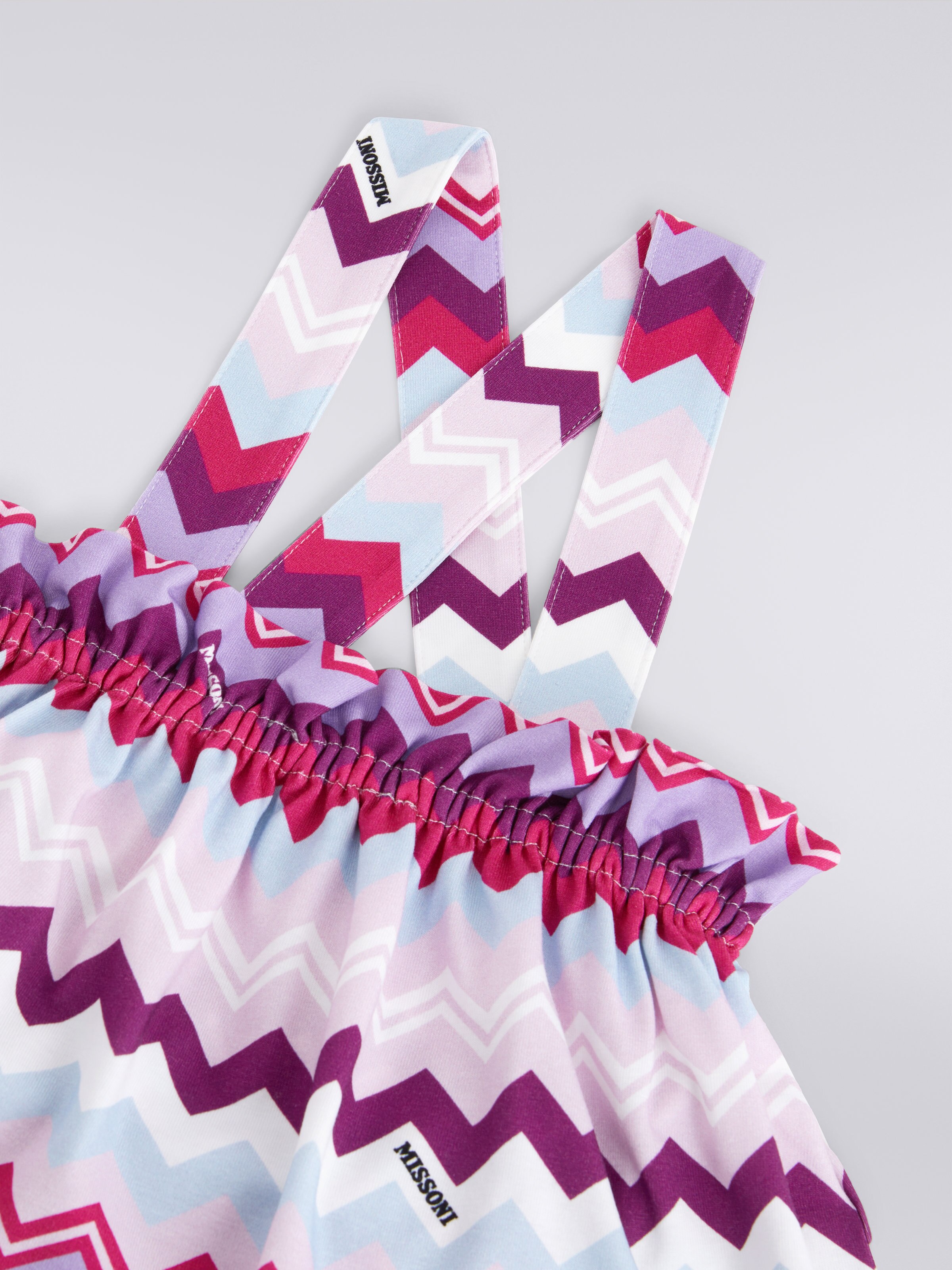 Skirt in zigzag cotton blend with braces, Multicoloured  - 2