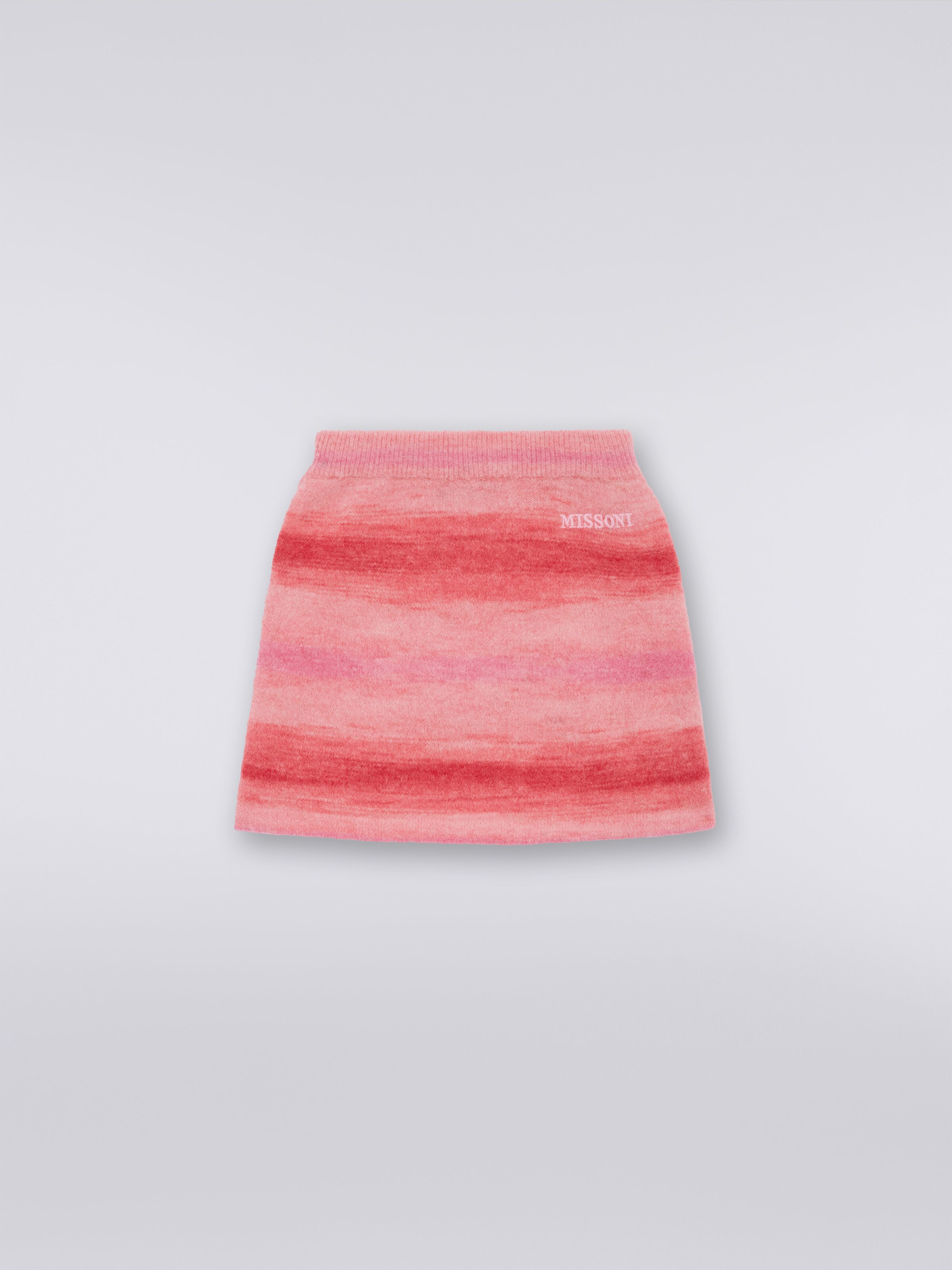 Gestreifter Rock aus Wollmischgewebe, Rosa   - 0