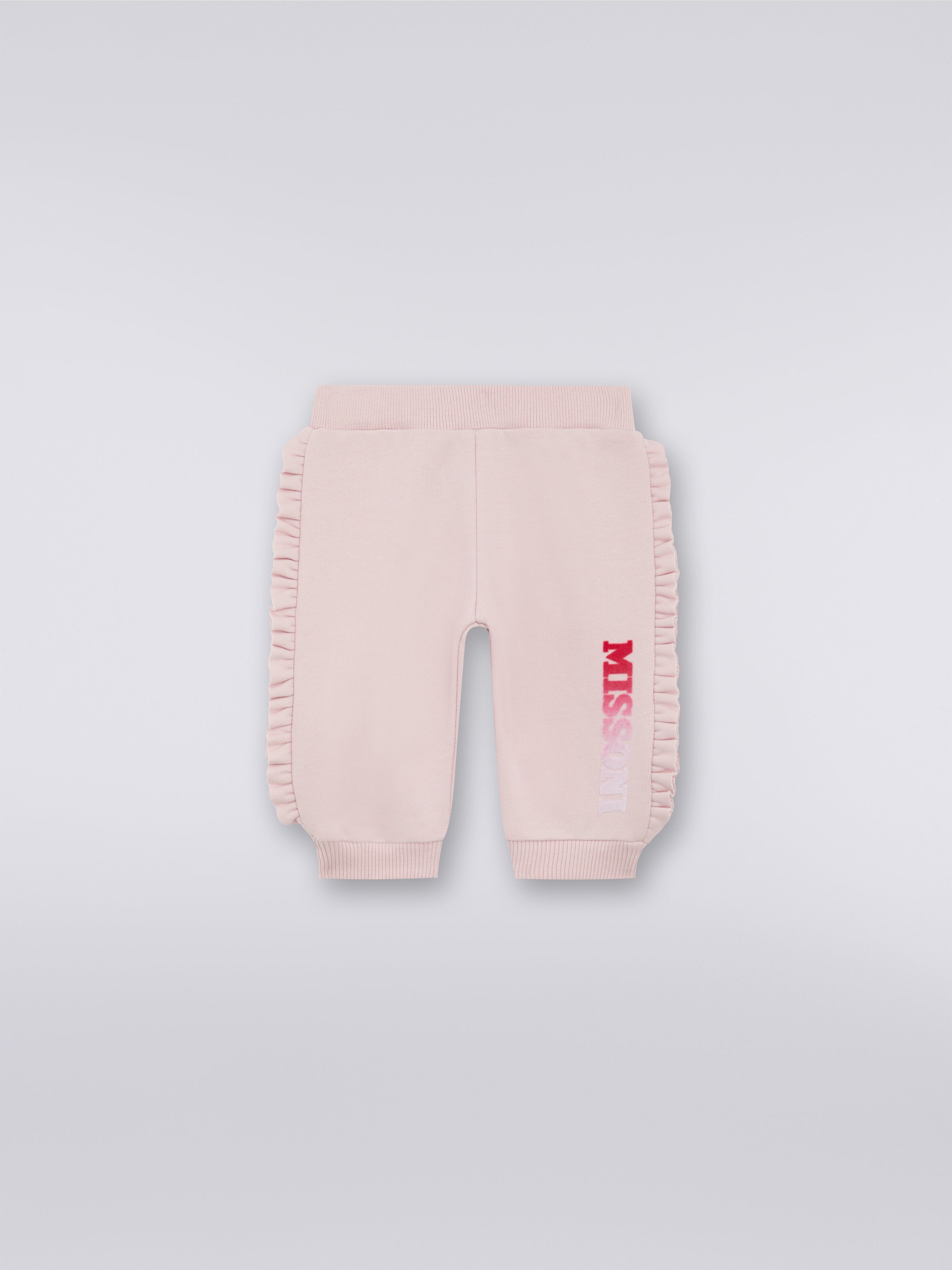 Joggers de felpa de algodón con adornos y logotipo, Rosa   - 0