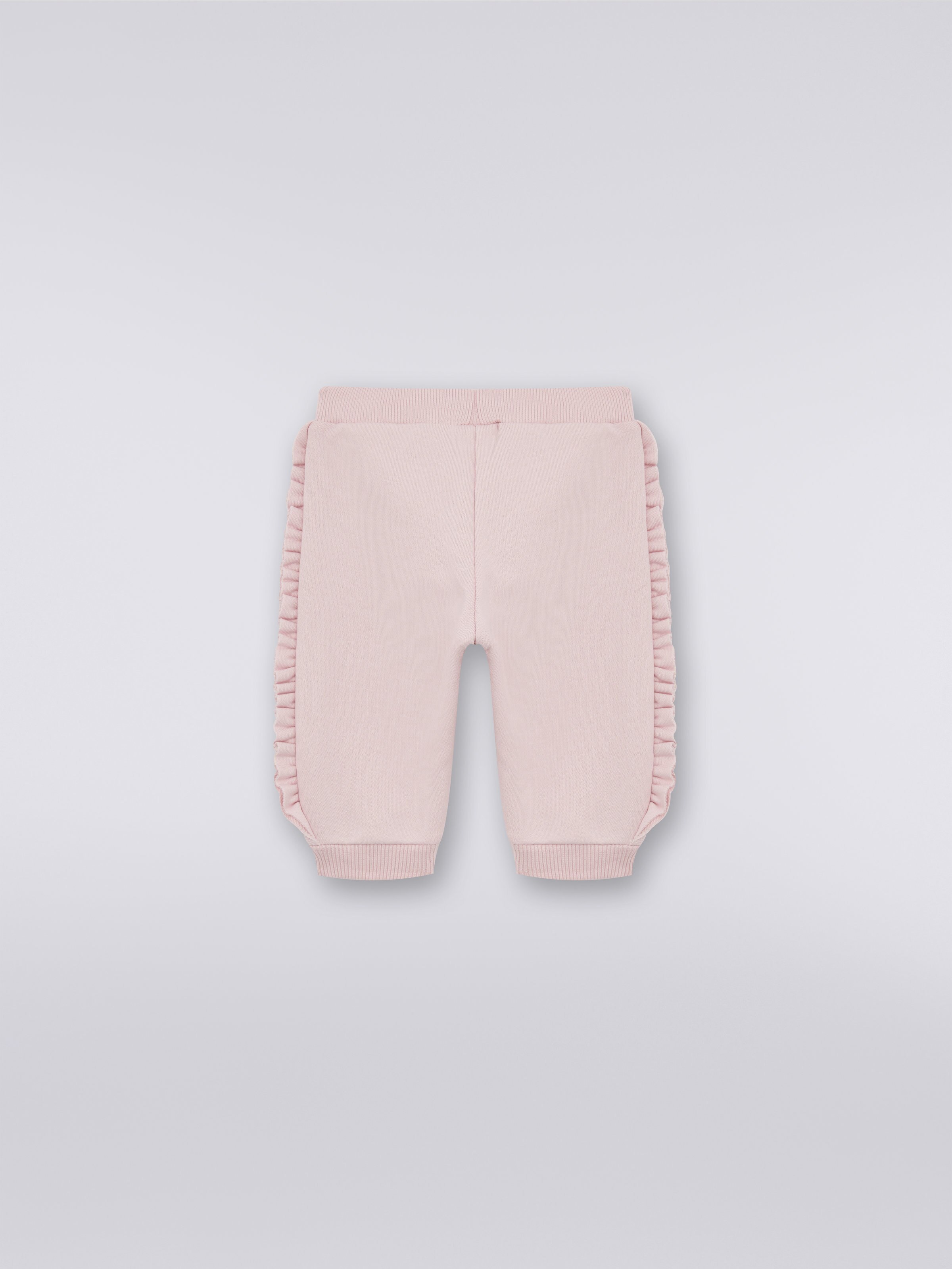Joggers de felpa de algodón con adornos y logotipo, Rosa   - 1