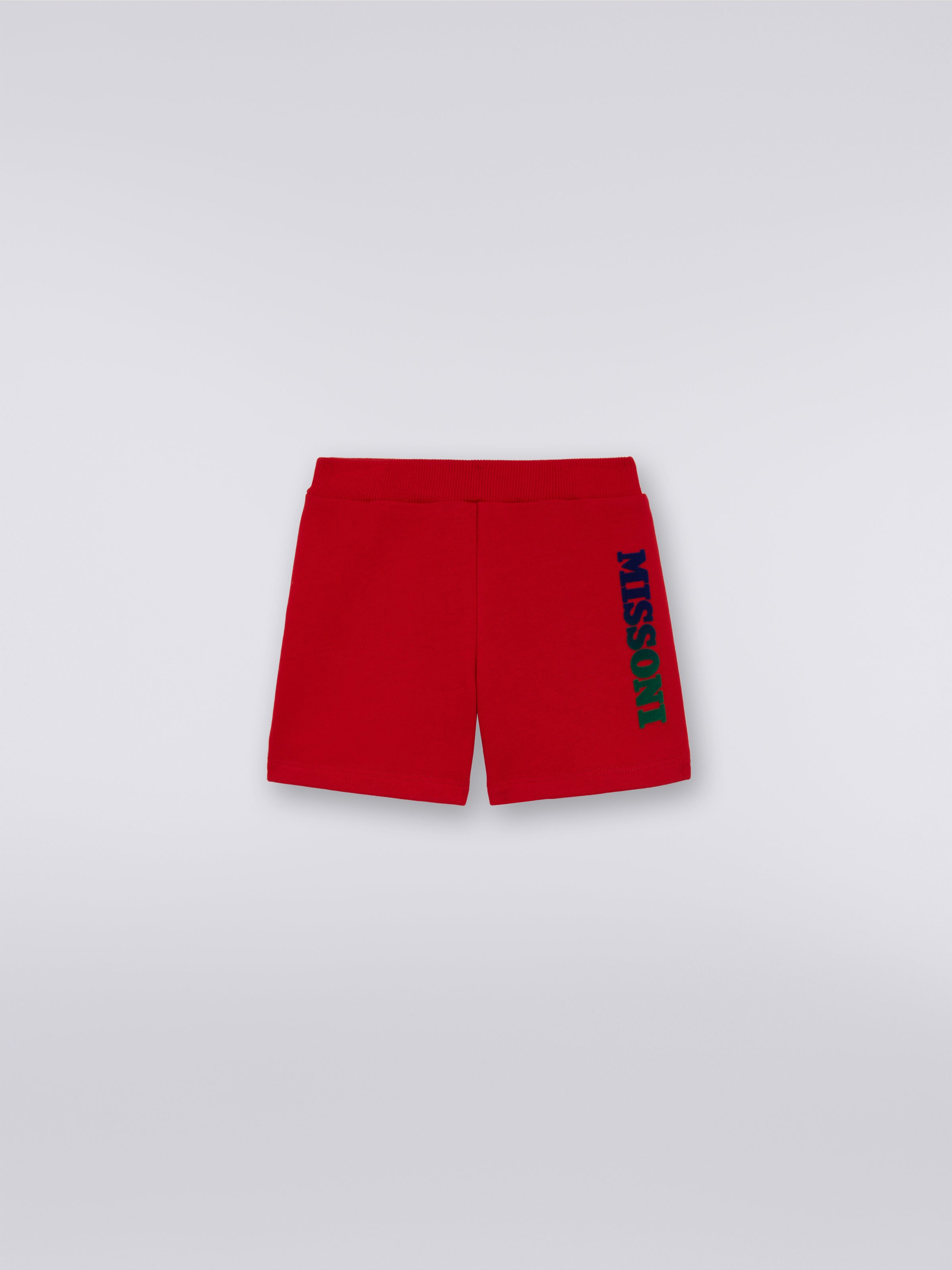 Cotton shorts with logo, Red  - 0