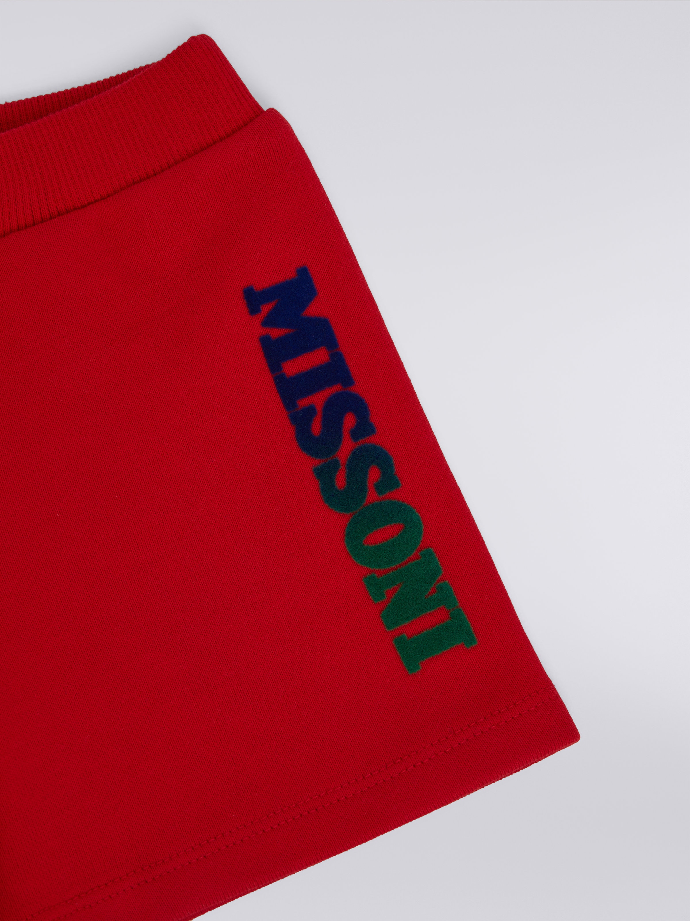 Cotton shorts with logo, Red  - 3