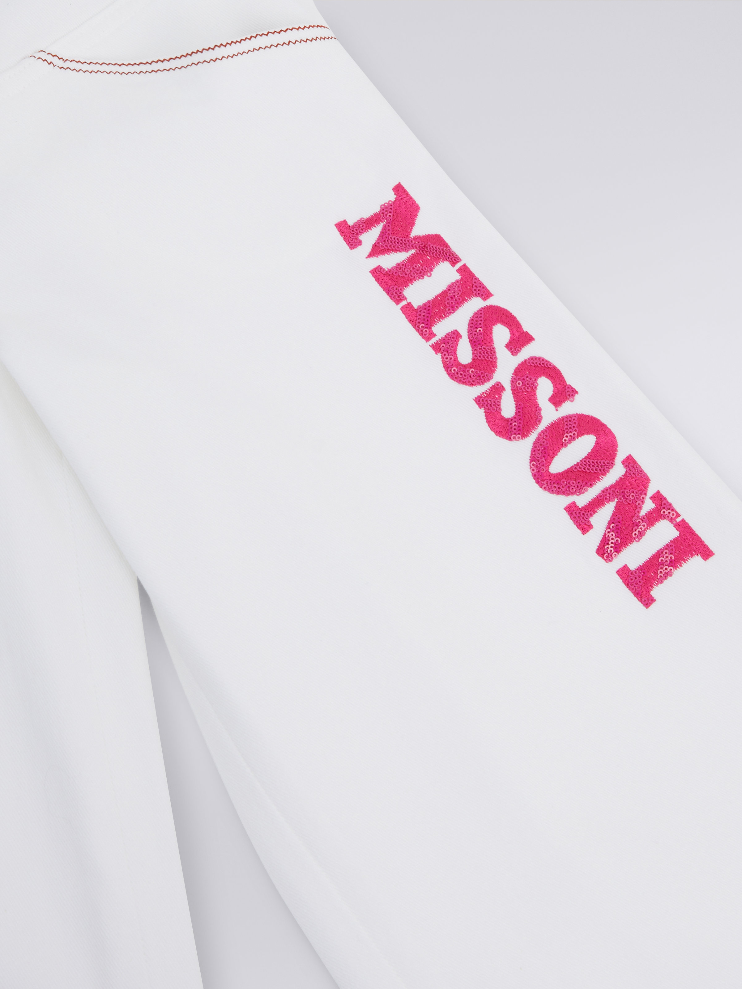 Palazzo trousers with sequins logo, Pink   - 3
