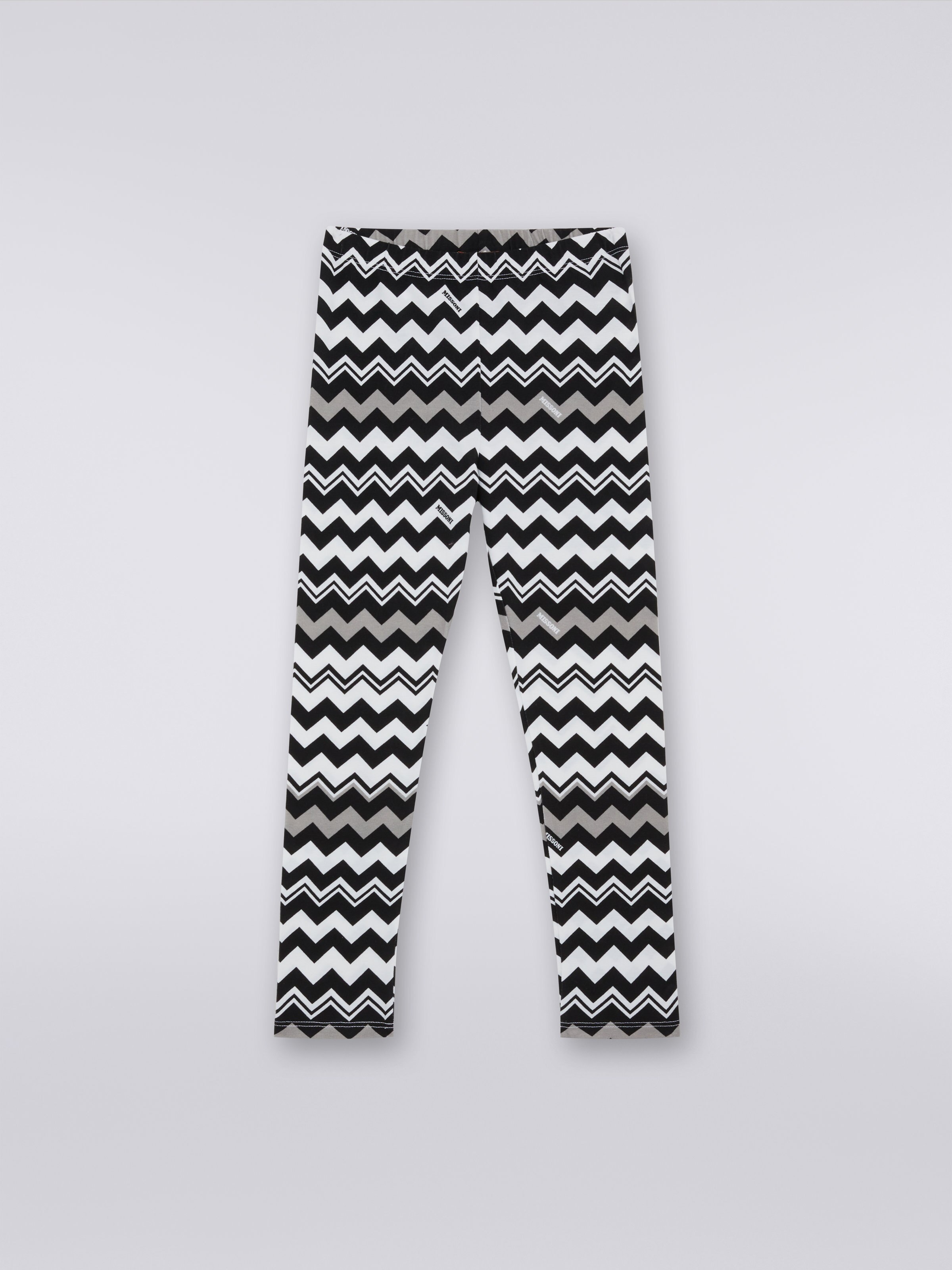 Legging en coton mélangé zig zag Noir & Blanc