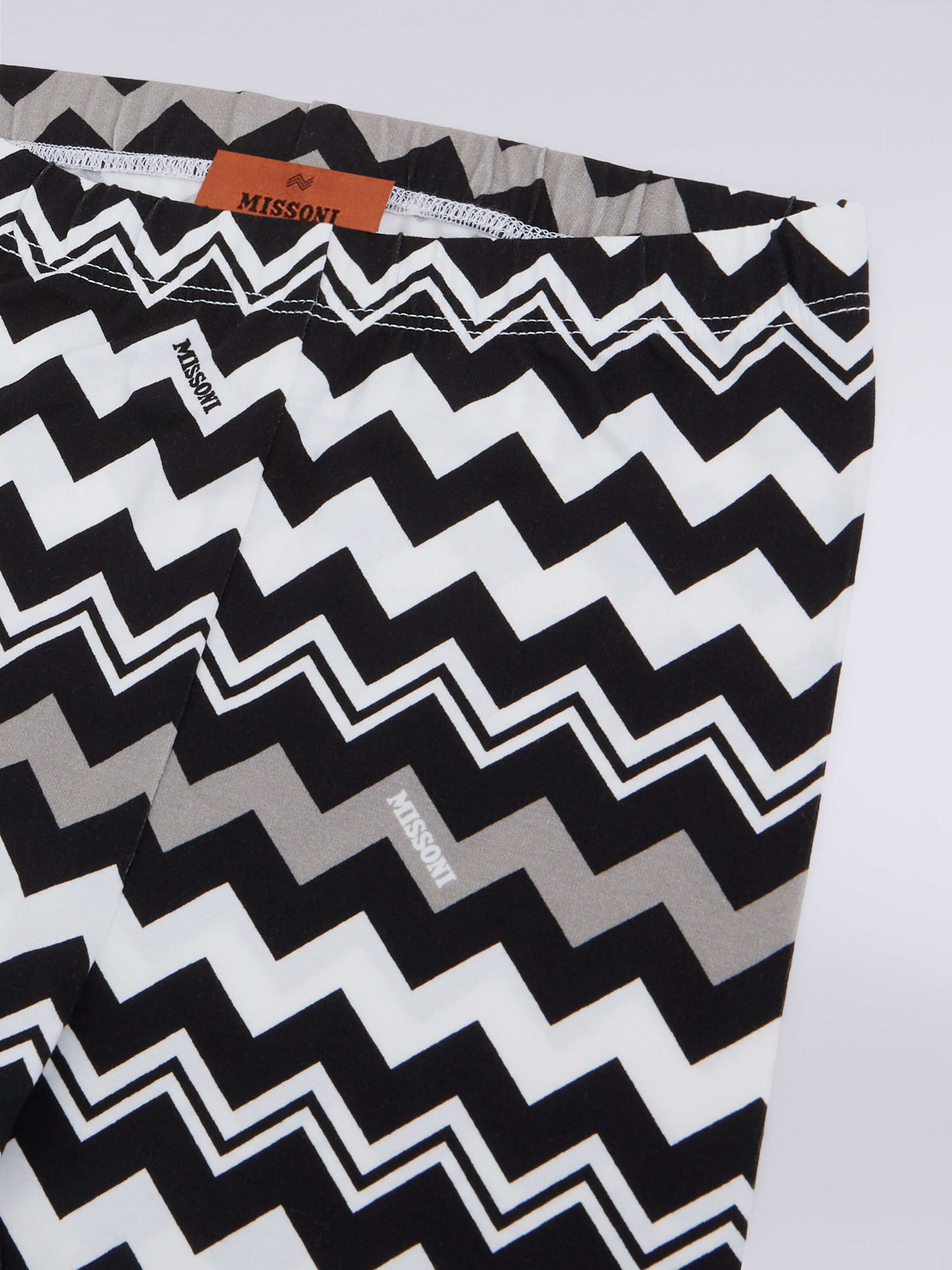 Zigzag cotton blend leggings, Black & White - 2