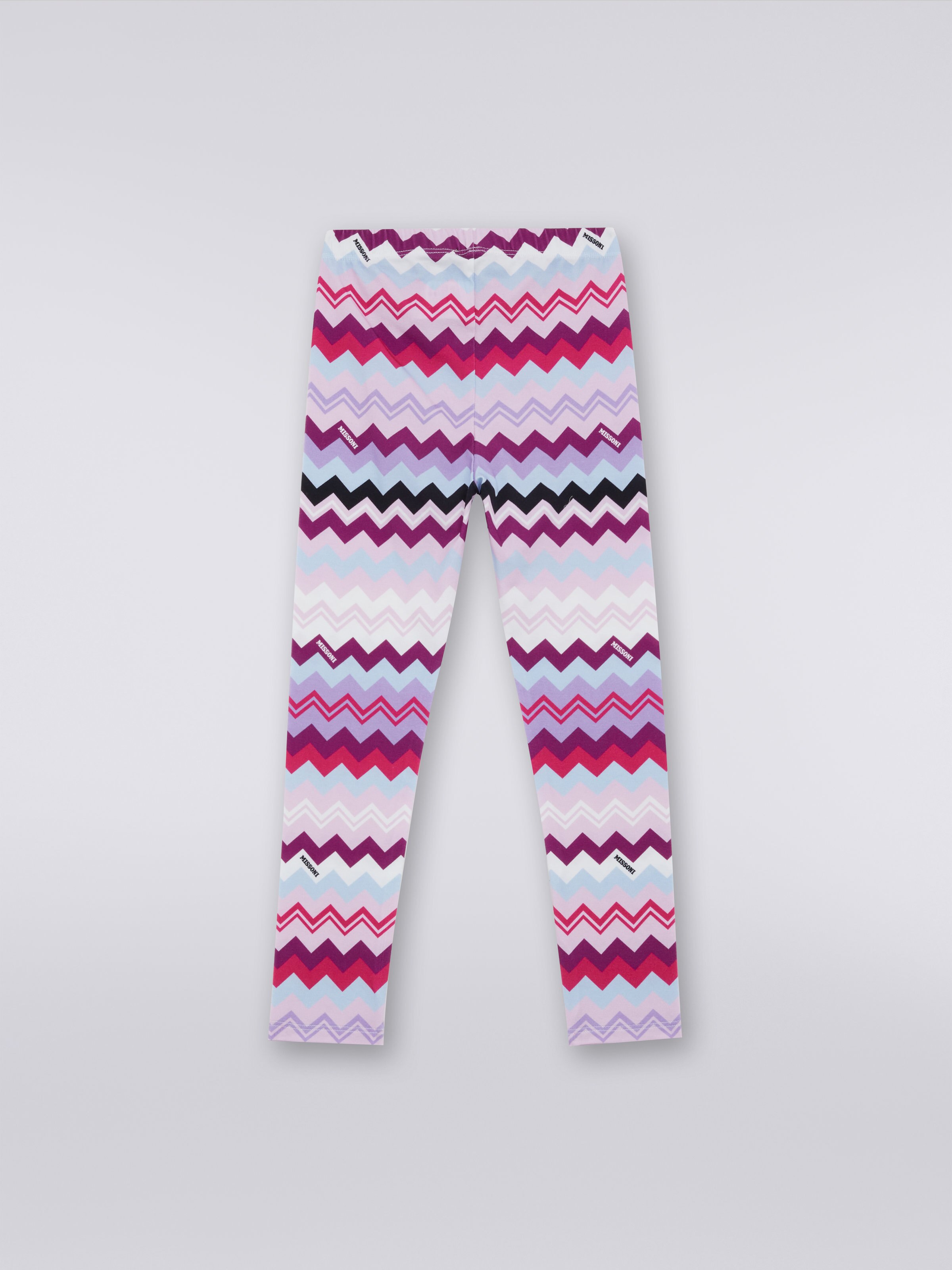 Leggings en mezcla de algodón zigzag, Multicolor  - 1
