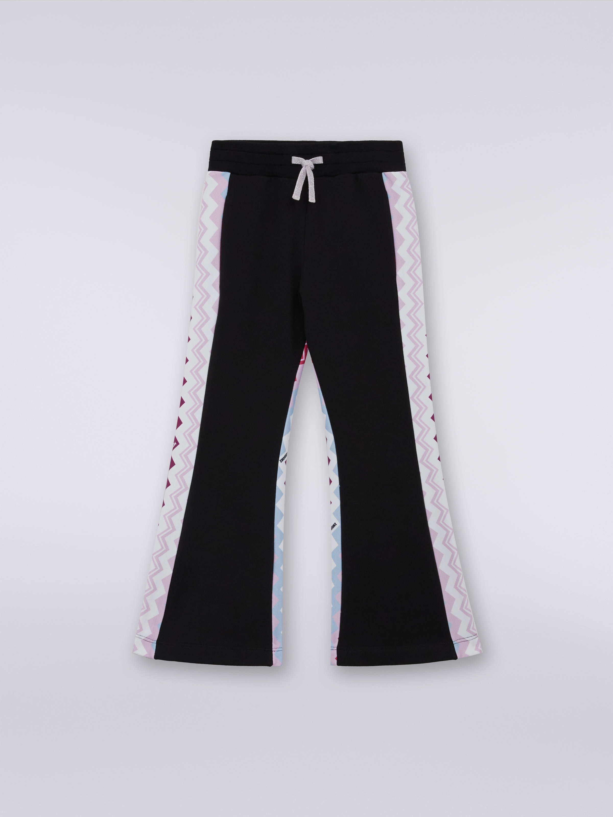 Joggers acampanados de algodón con motivo zigzag, Negro    - 0
