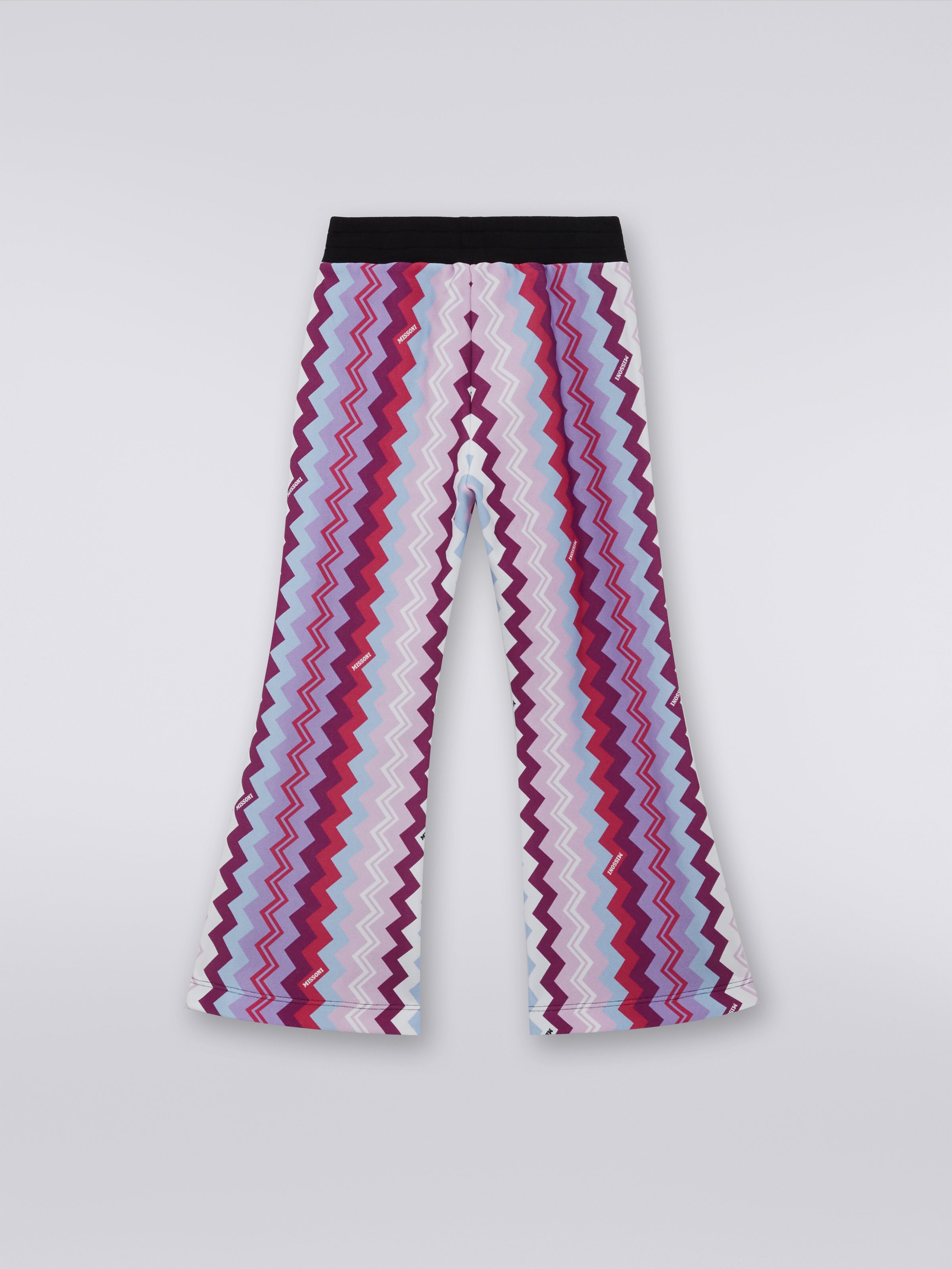 Joggers acampanados de algodón con motivo zigzag, Negro    - 1