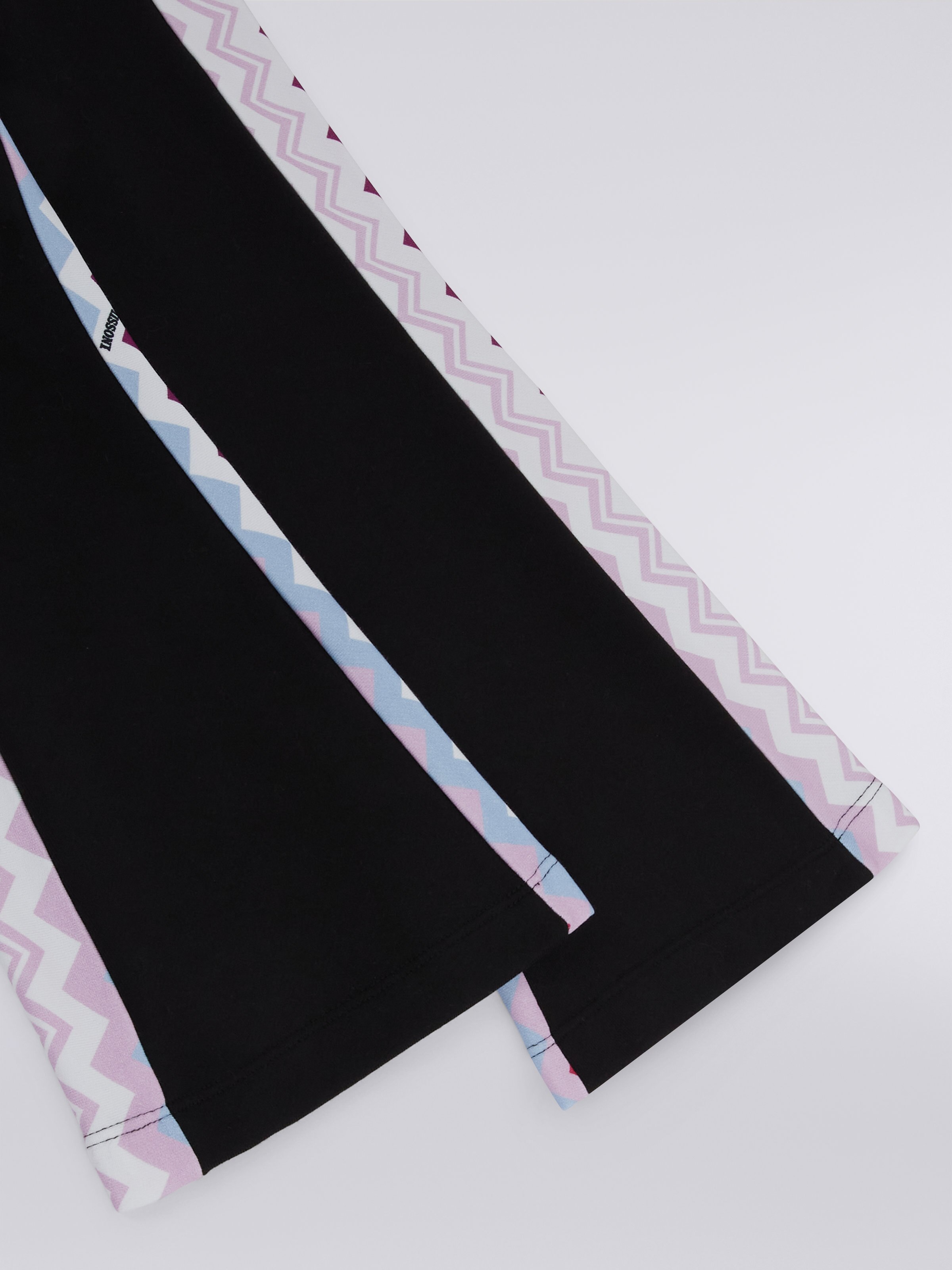 Joggers acampanados de algodón con motivo zigzag, Negro    - 3